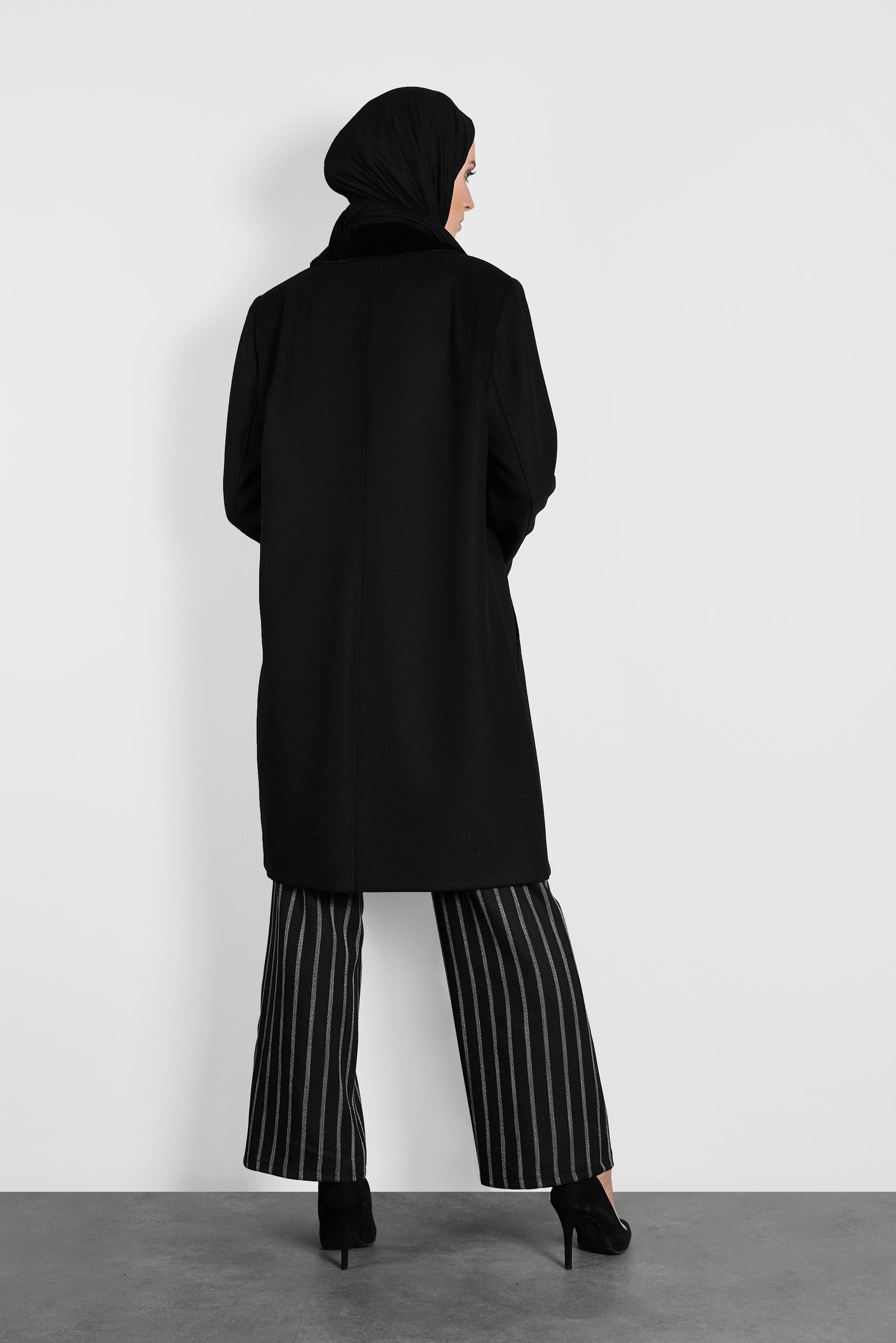 Tesettür giyim SİYAH KAŞE KABAN 90060