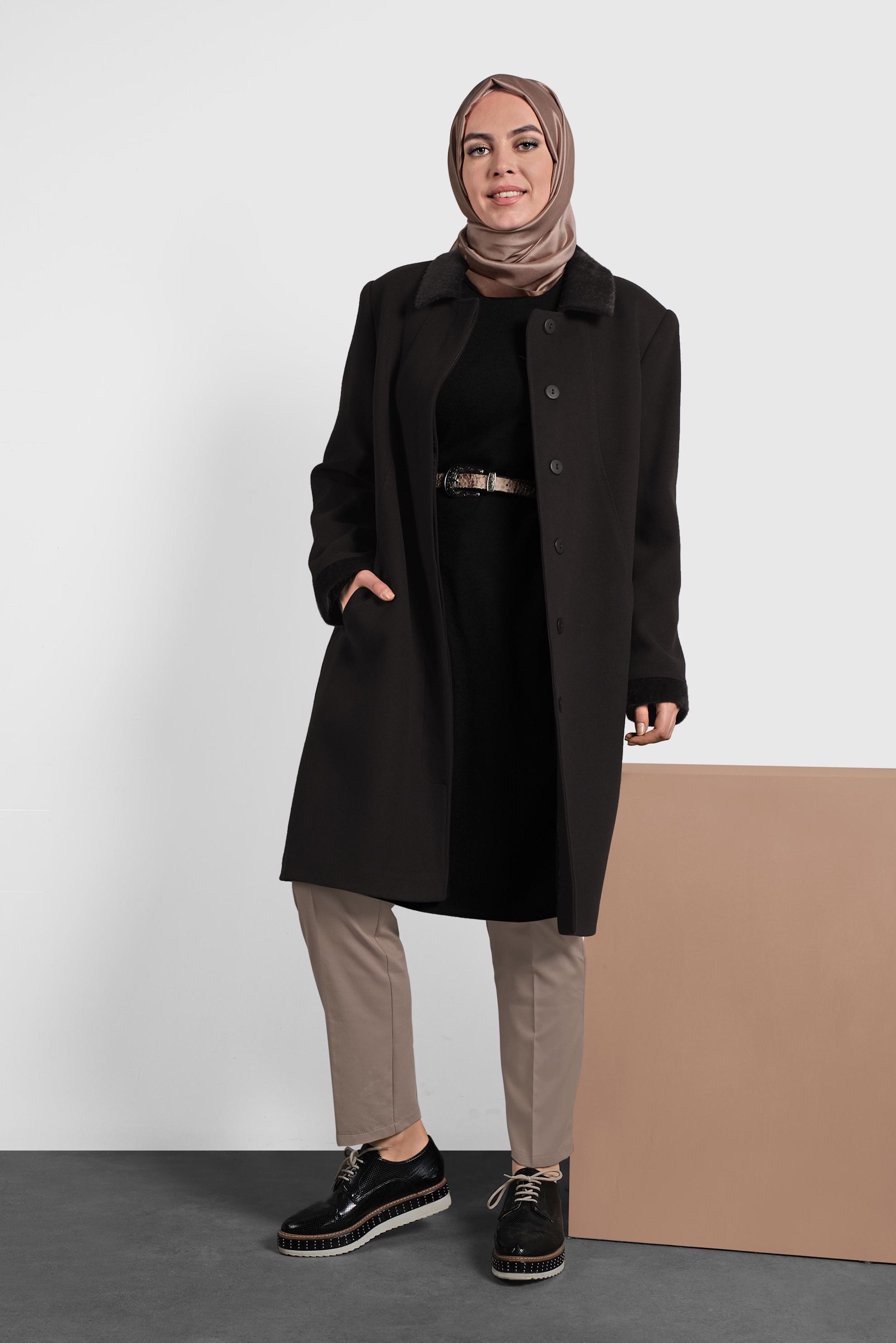 Vêtements hijab BRUN CABAN EN LAINE 90060