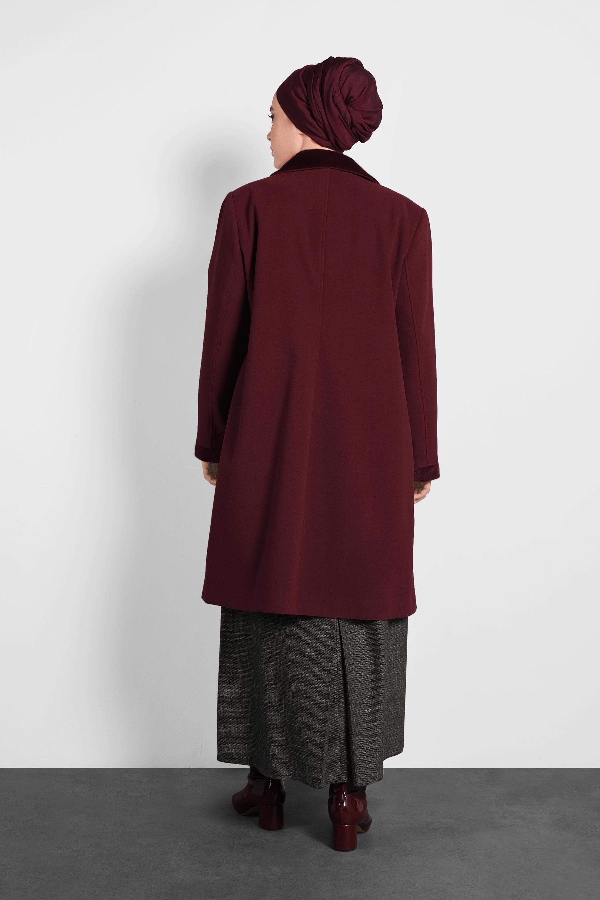 Vêtements hijab ROUGE BORDEAUX CABAN EN LAINE 90060