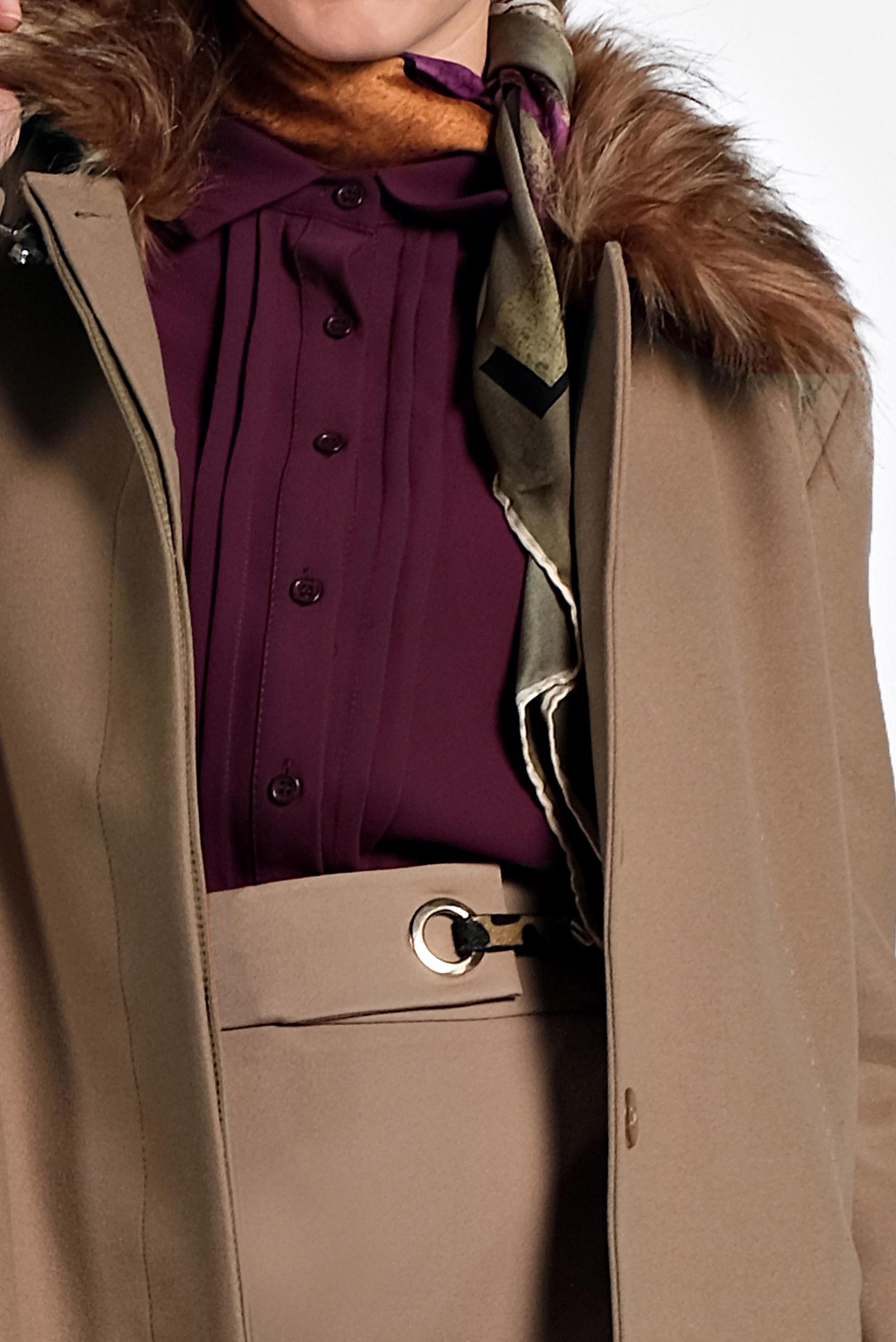 Tesettür giyim KAHVE YAKASI KÜRKLÜ KABAN 90070