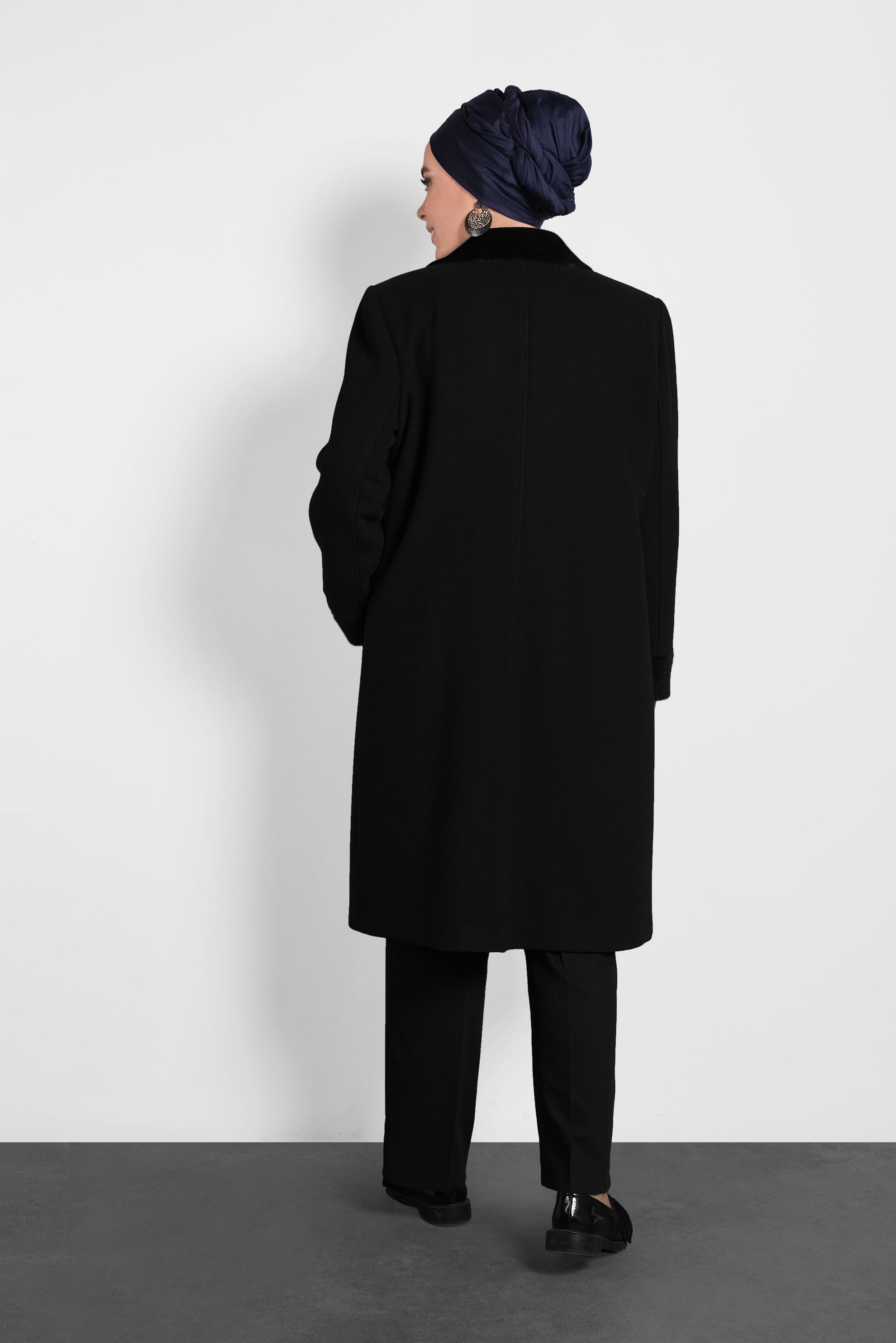 Tesettür giyim SİYAH KAŞE KABAN 90071 