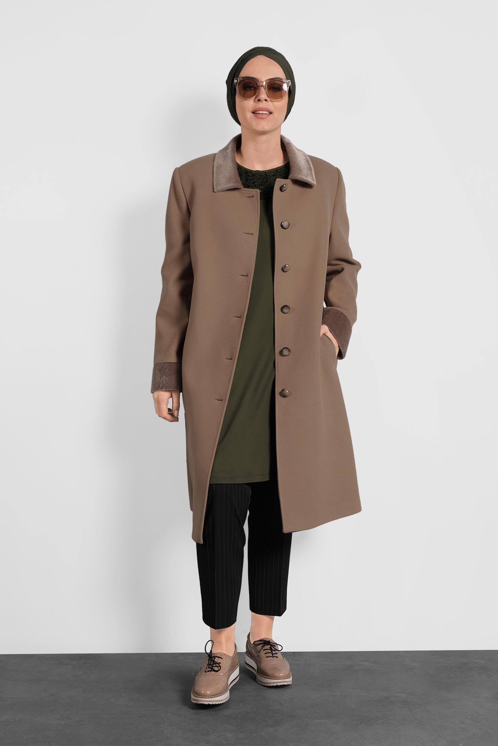 Tesettür giyim KAHVE KAŞE KABAN 90071 