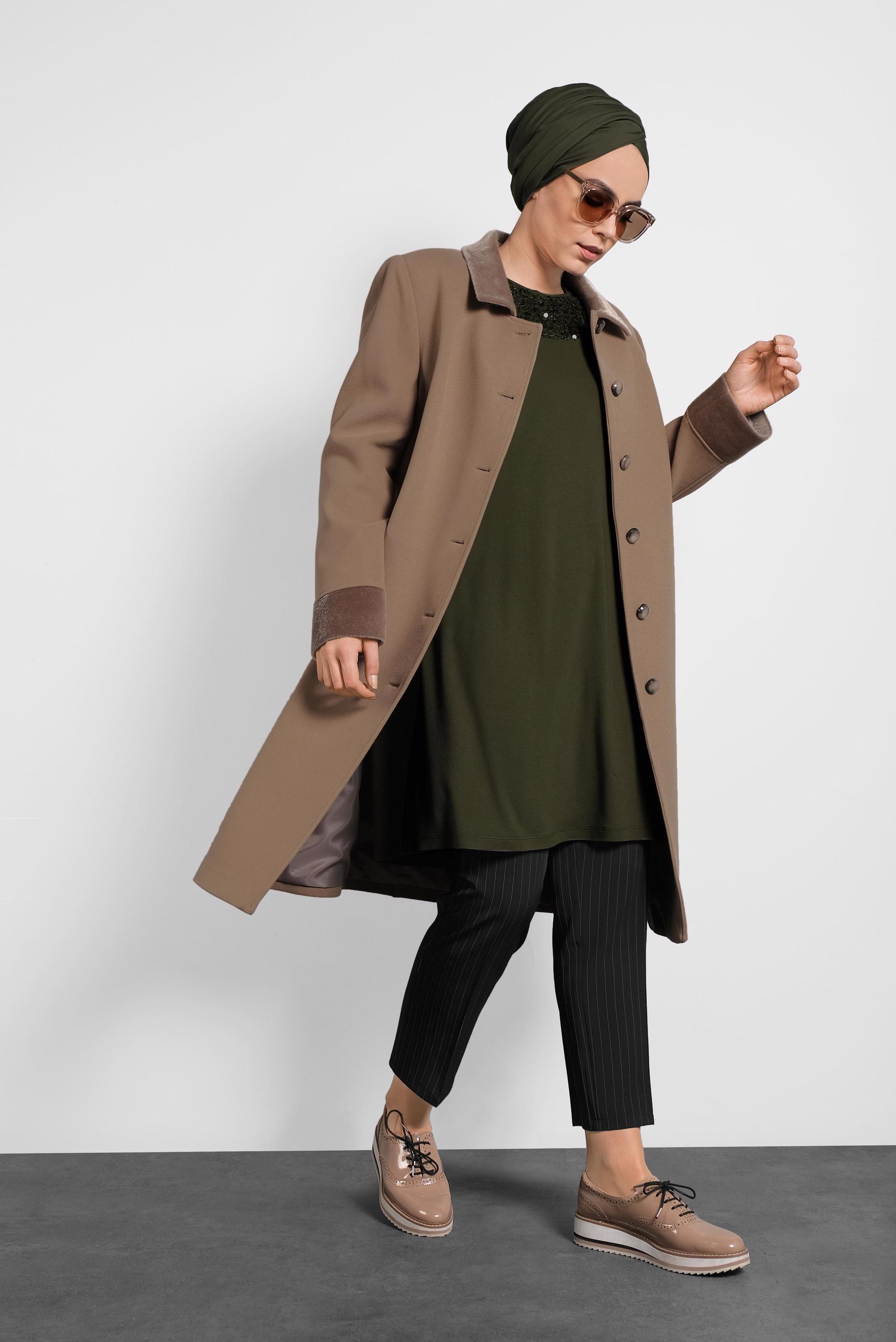 Tesettür giyim KAHVE KAŞE KABAN 90071 