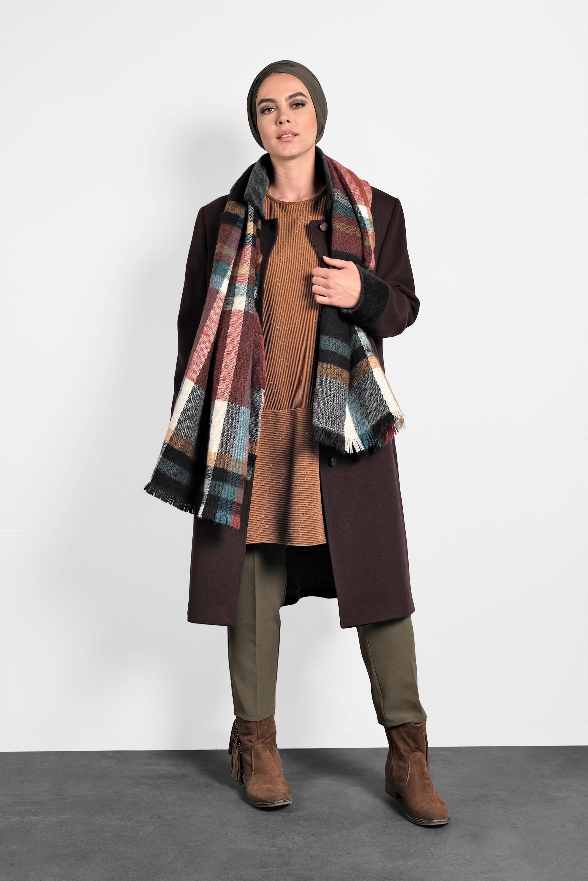 Tesettür giyim KAHVE KAŞE KABAN 90071 