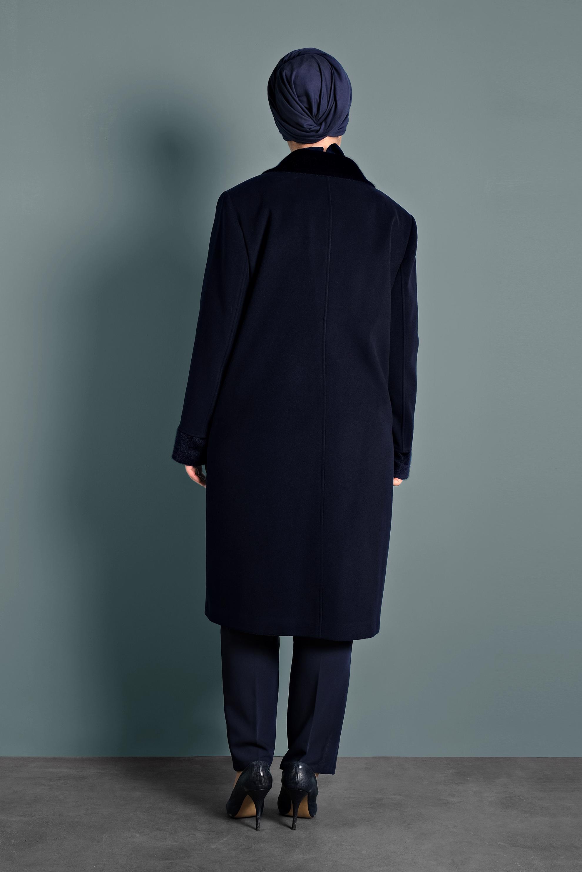 Tesettür giyim LACİVERT KAŞE KABAN 90071 