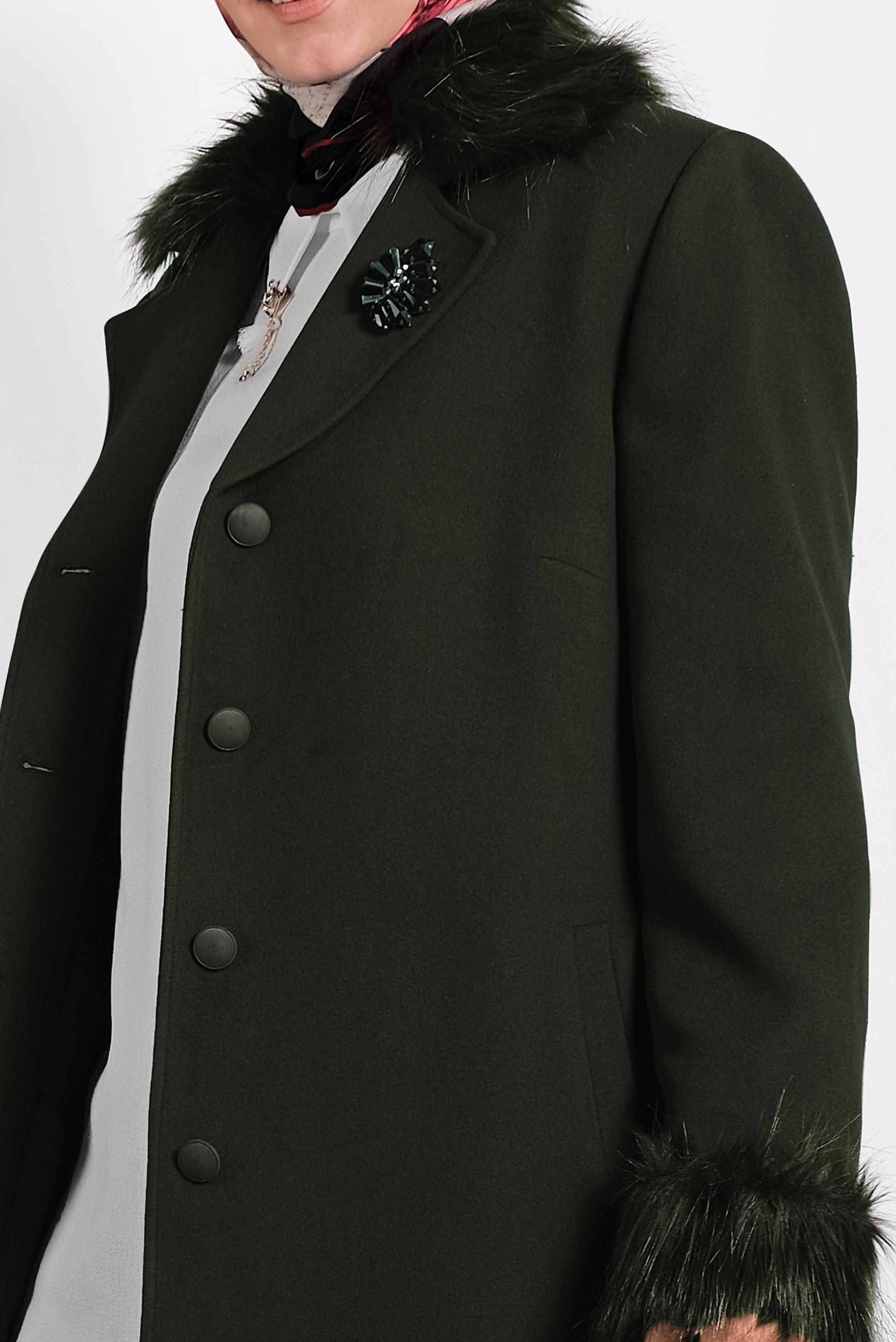 Hijab clothing KHAKI FAUX-FUR DETAILED COAT 90072 