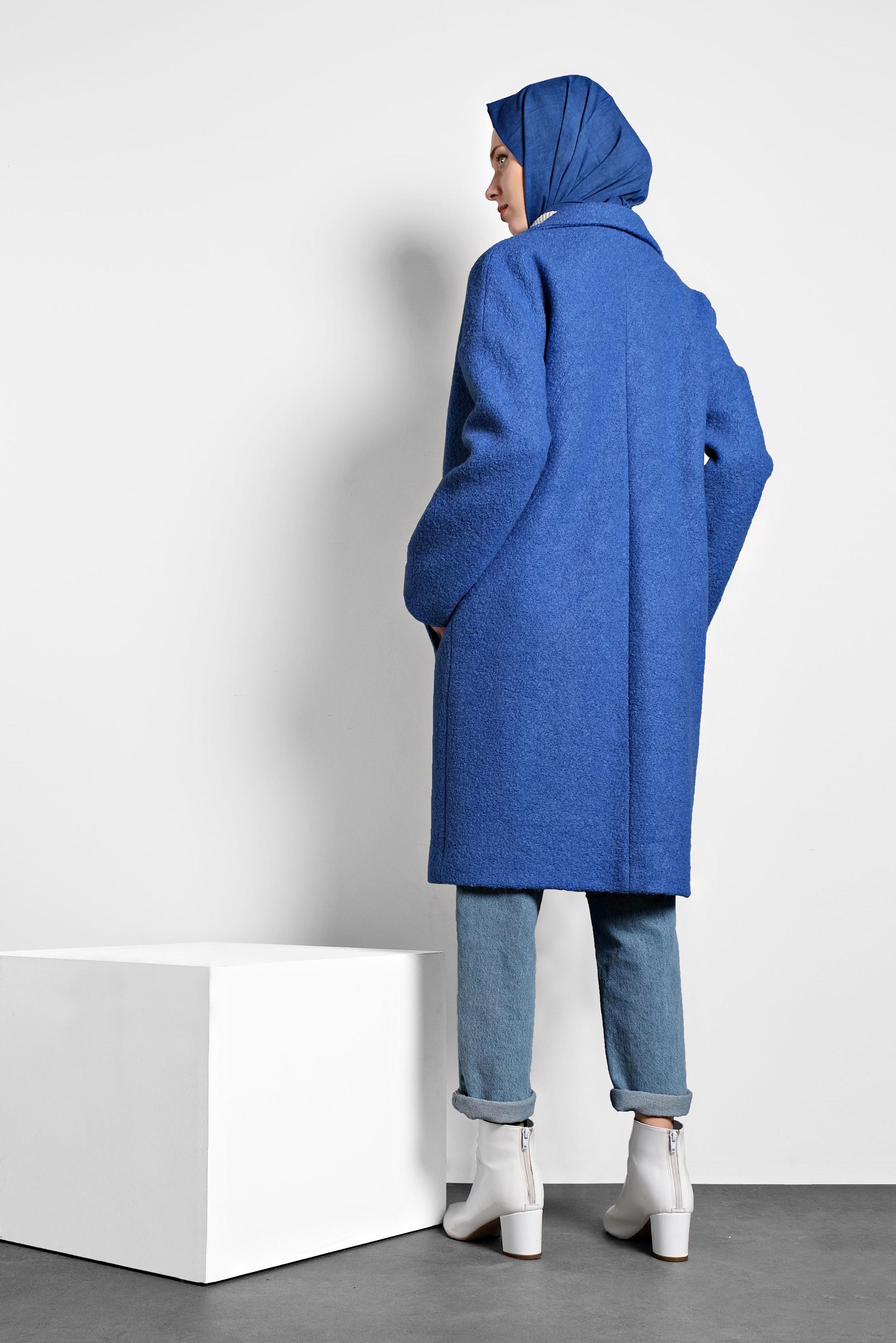 Tesettür giyim LACİVERT KLASİK DÜĞMELİ KABAN 90073