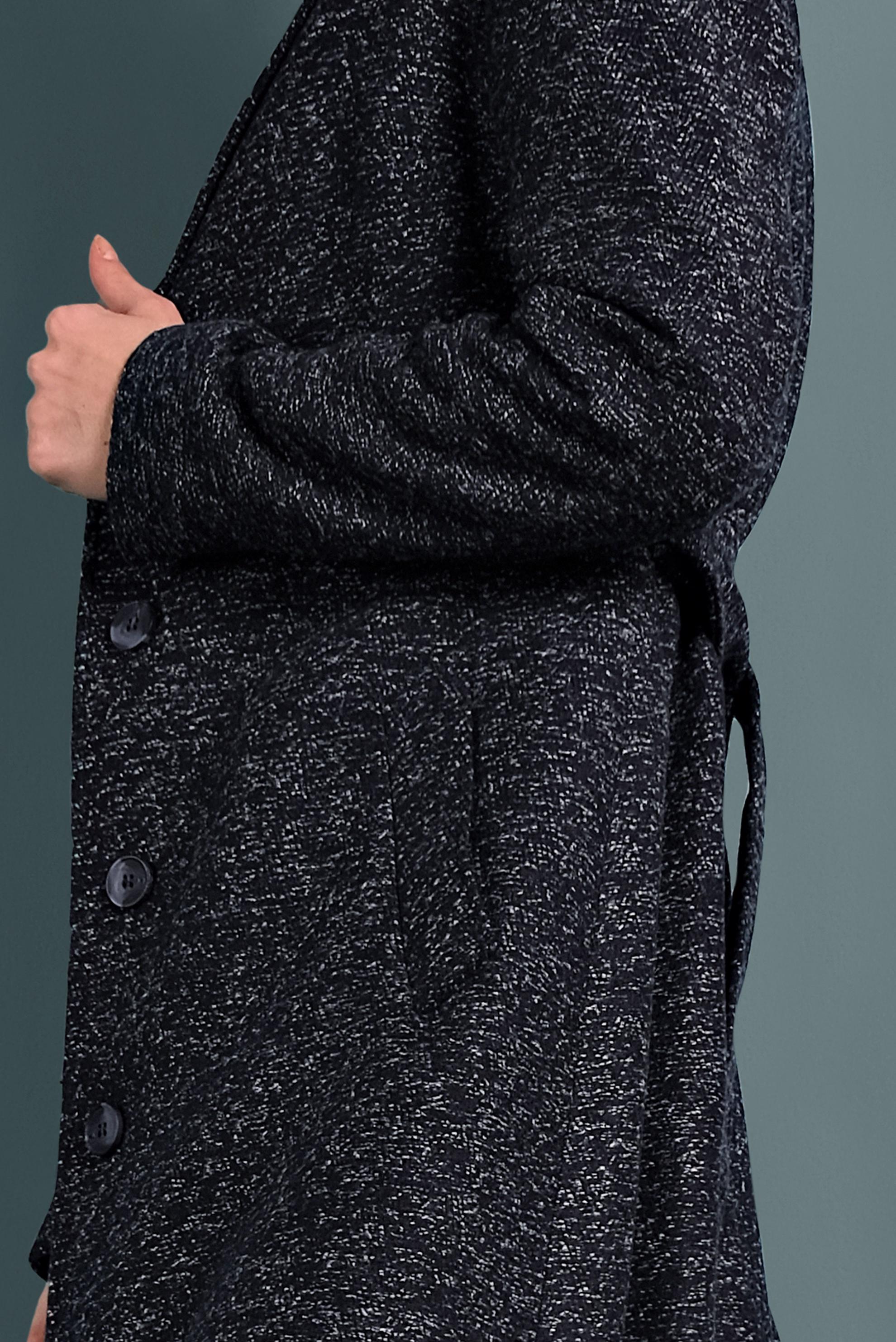 Tesettür giyim LACİVERT YAKASI KÜRKLÜ KEMERLİ KABAN 90079 