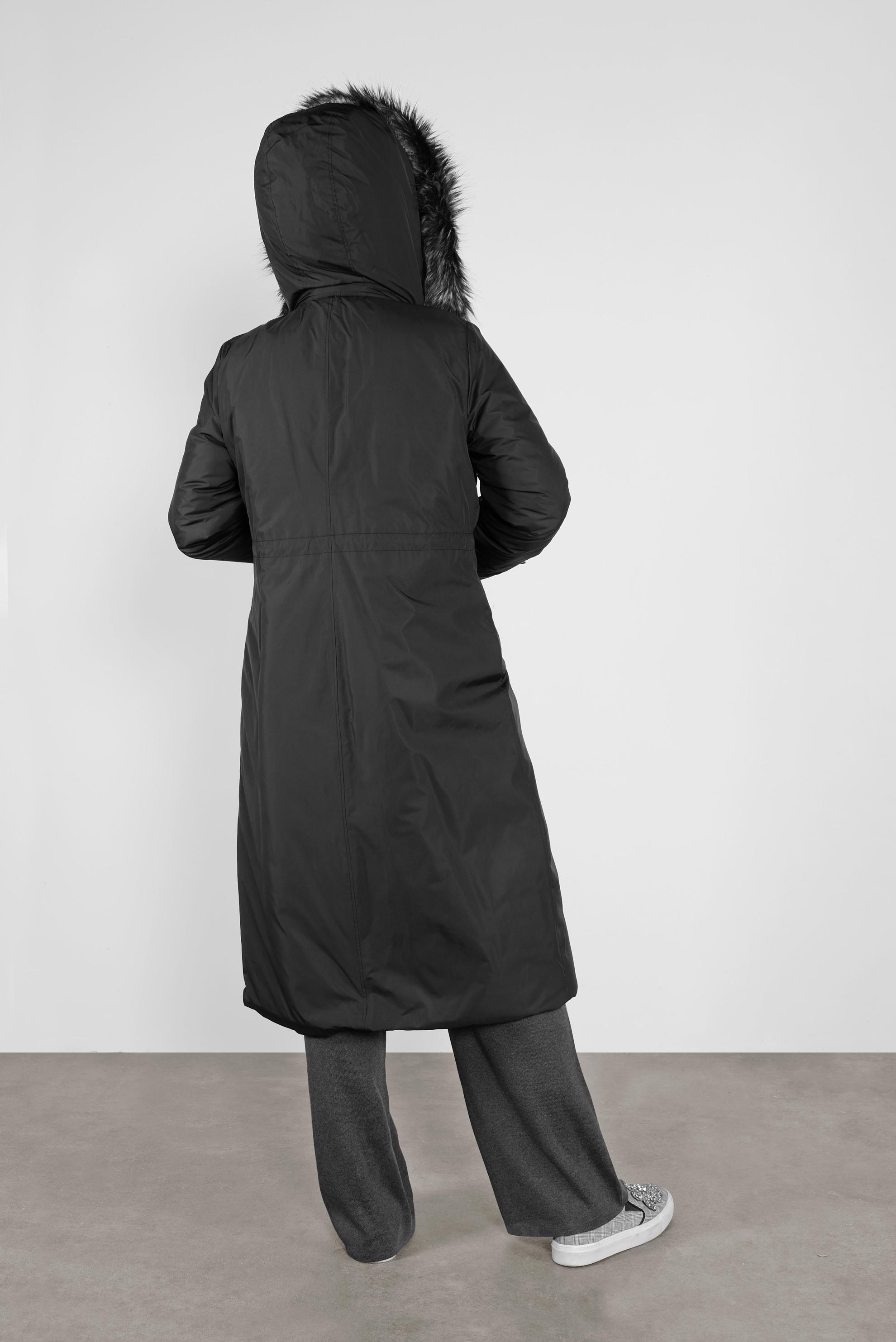 Tesettür giyim SİYAH BELİ BAĞCIKLI KAPÜŞONLU KABAN 90083 