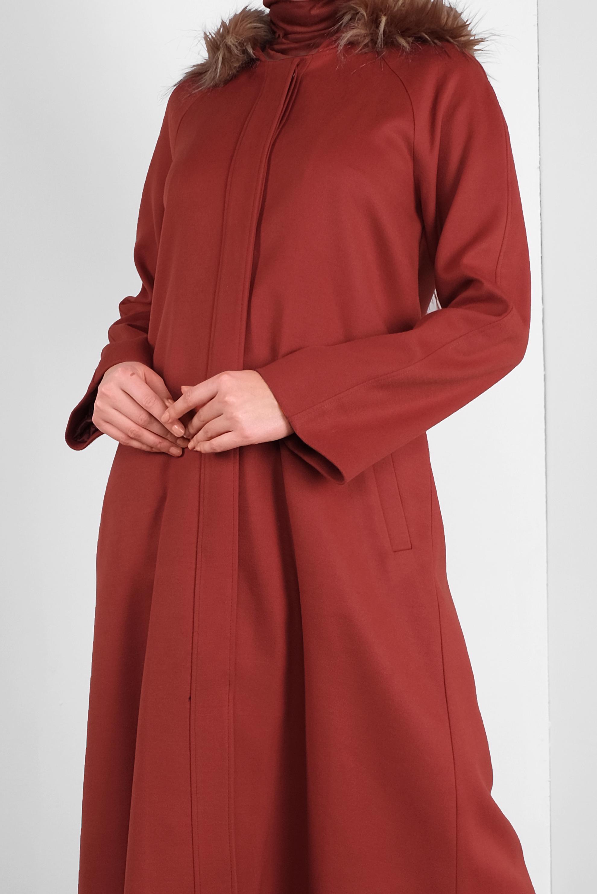 Tesettür giyim TURUNCU KAPÜŞONLU KABAN 90084 