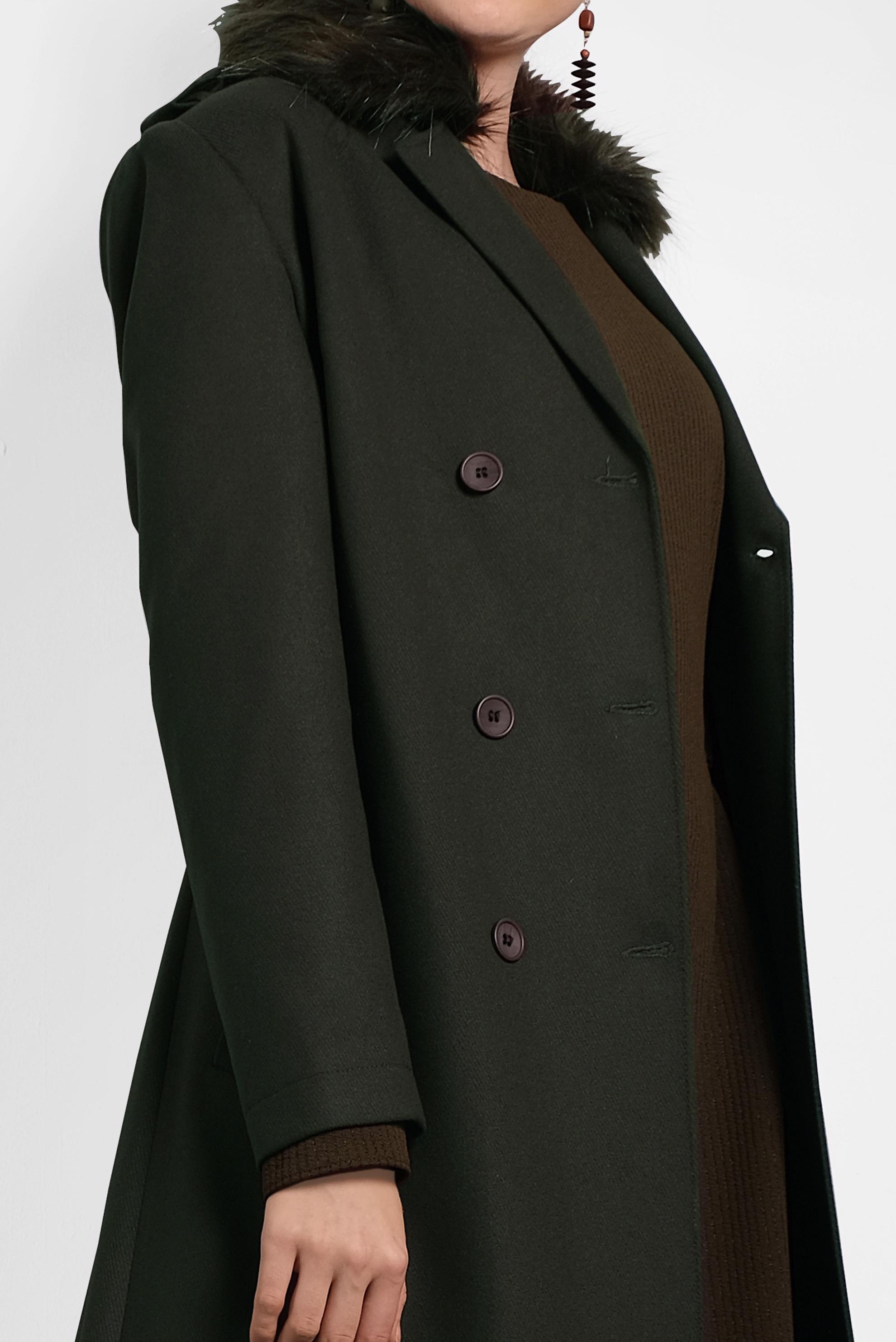 Tesettür giyim HAKİ KUŞAKLI DÜĞMELİ KABAN 90087 