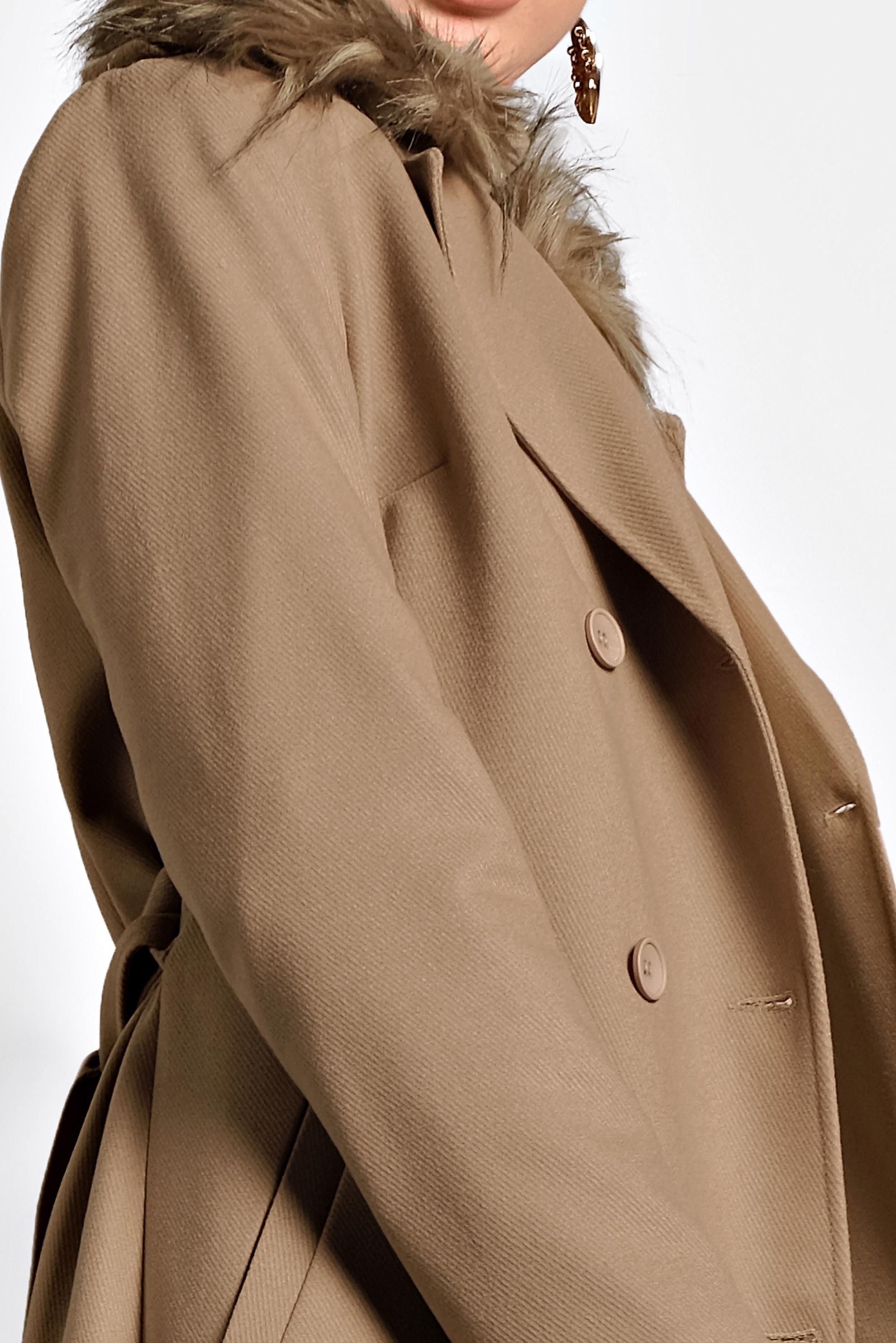 Tesettür giyim KAHVE KUŞAKLI DÜĞMELİ KABAN 90087 