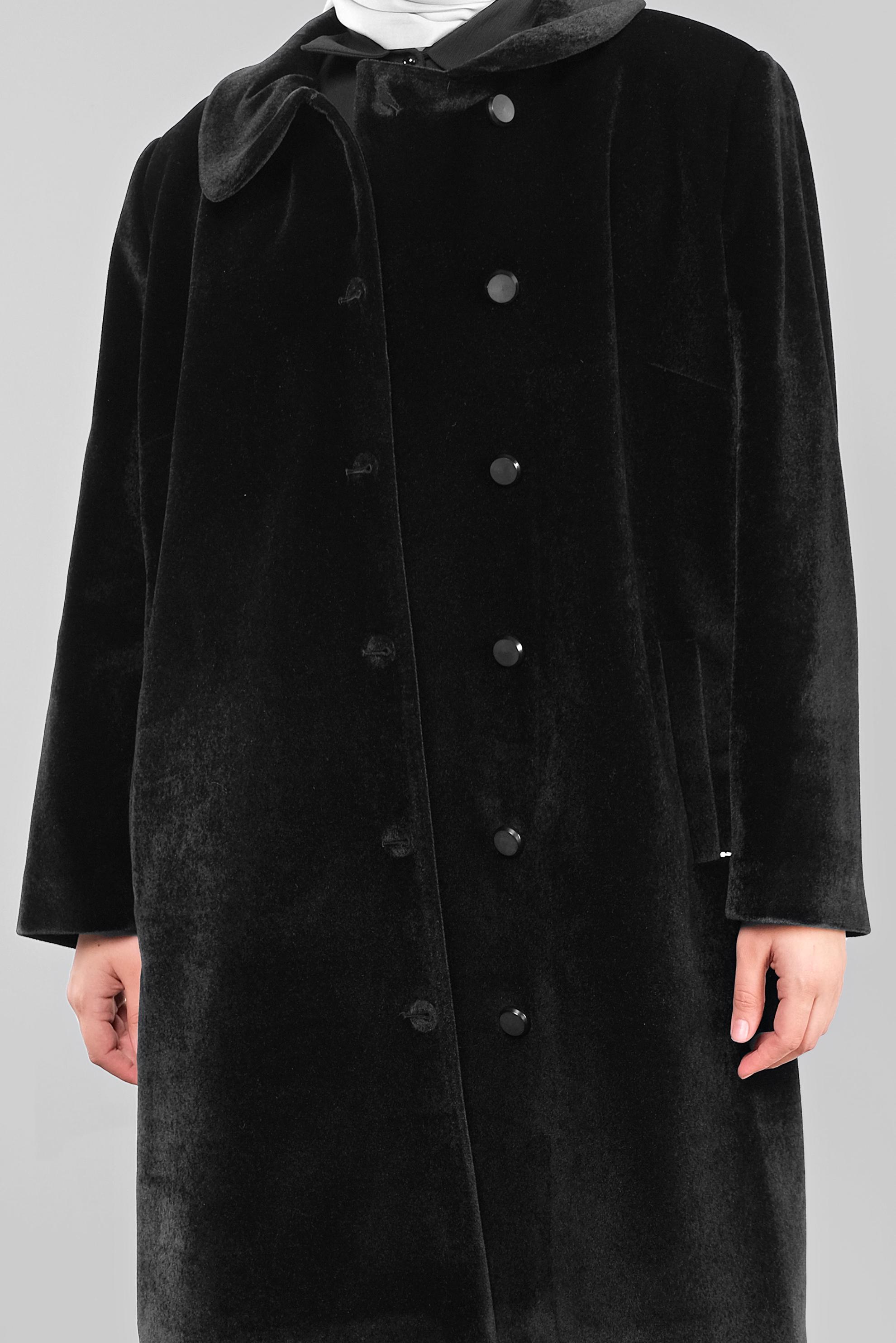 Tesettür giyim SİYAH BEBE YAKA KABAN 90088 