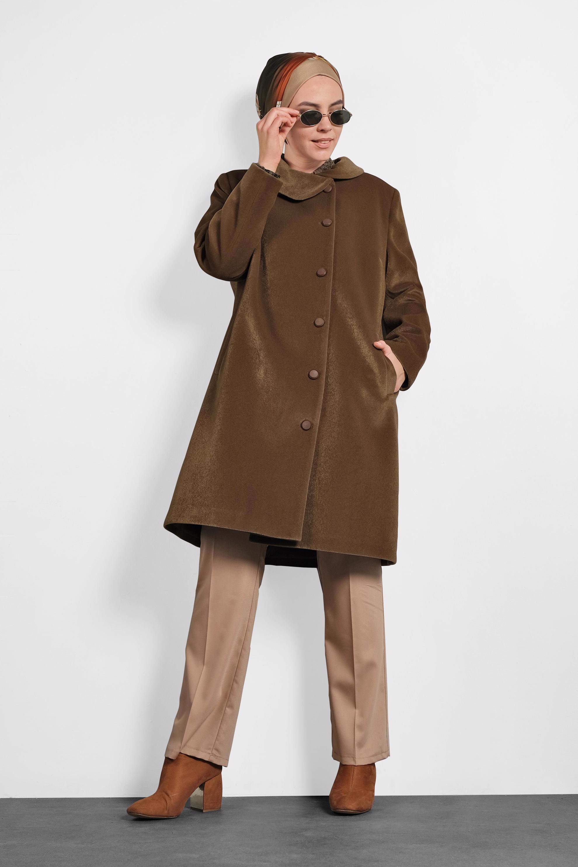 Vêtements hijab BRUN CABAN À COL CLAUDINE 90088 