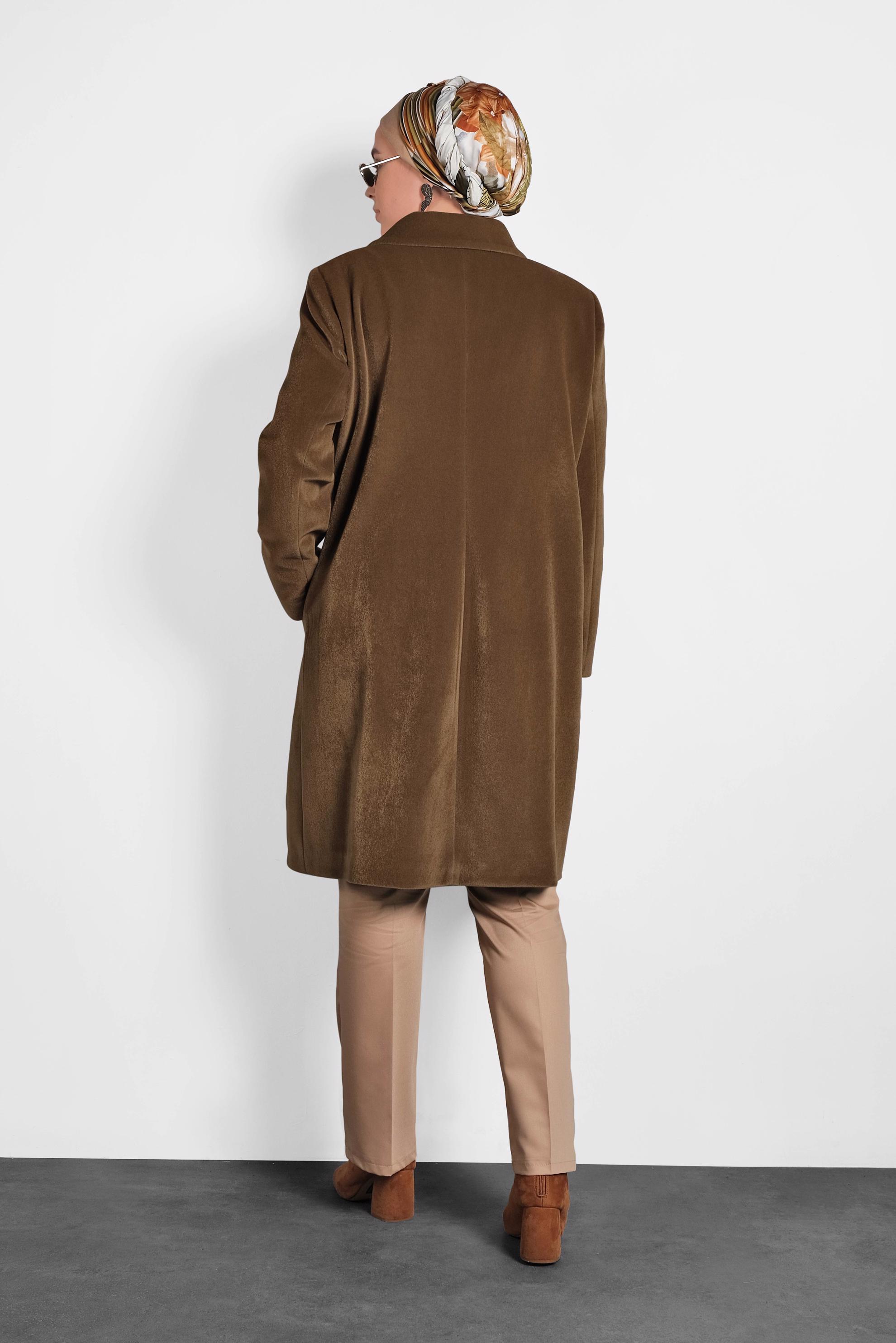 Vêtements hijab BRUN CABAN À COL CLAUDINE 90088 