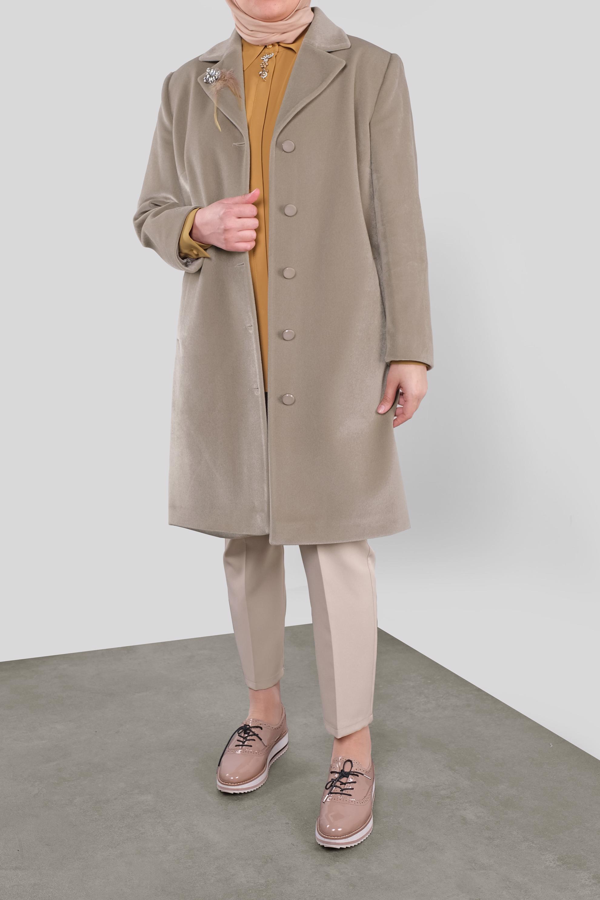 Vêtements hijab BEIGE CABAN AVEC BROCHE 90090 