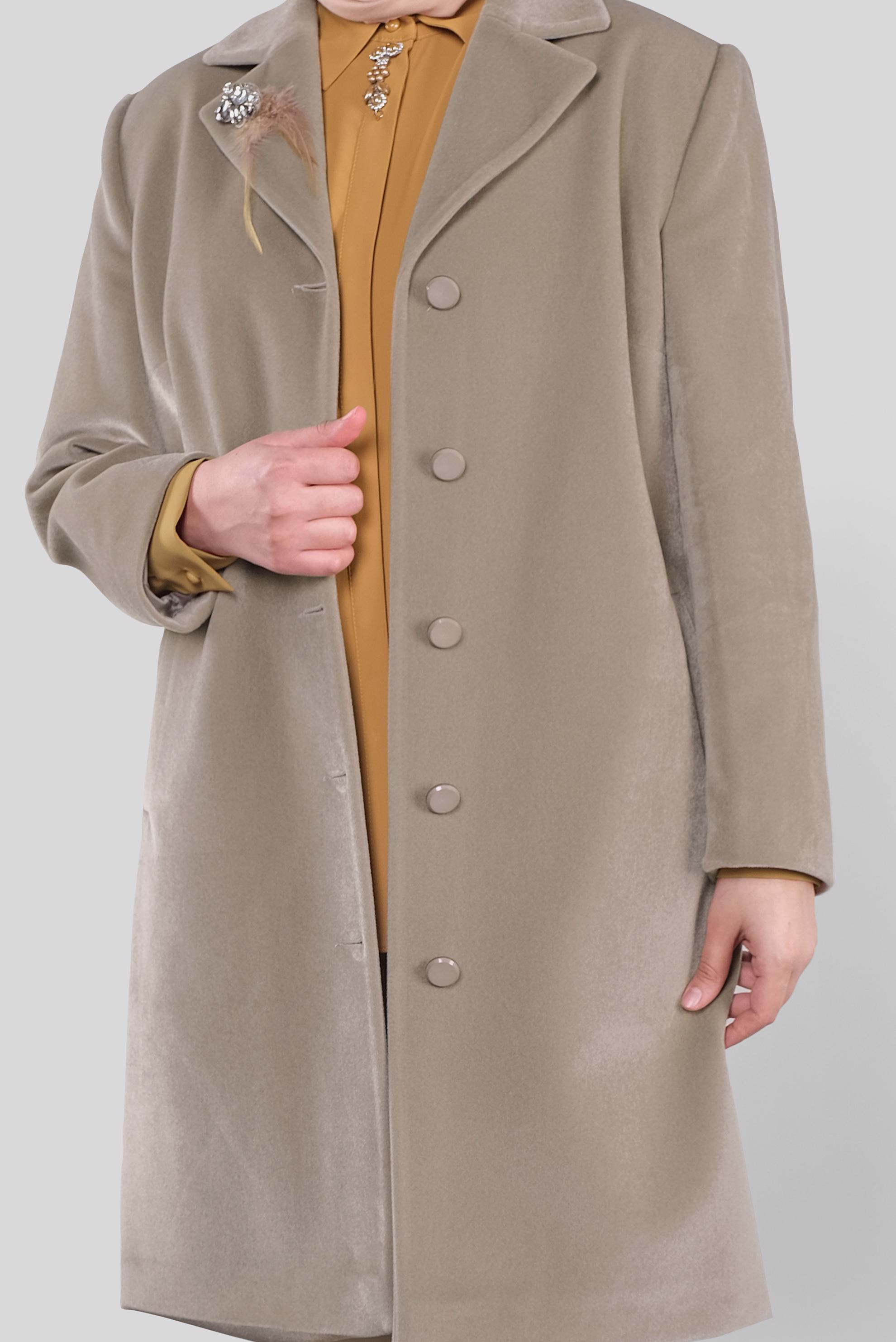 Vêtements hijab BEIGE CABAN AVEC BROCHE 90090 