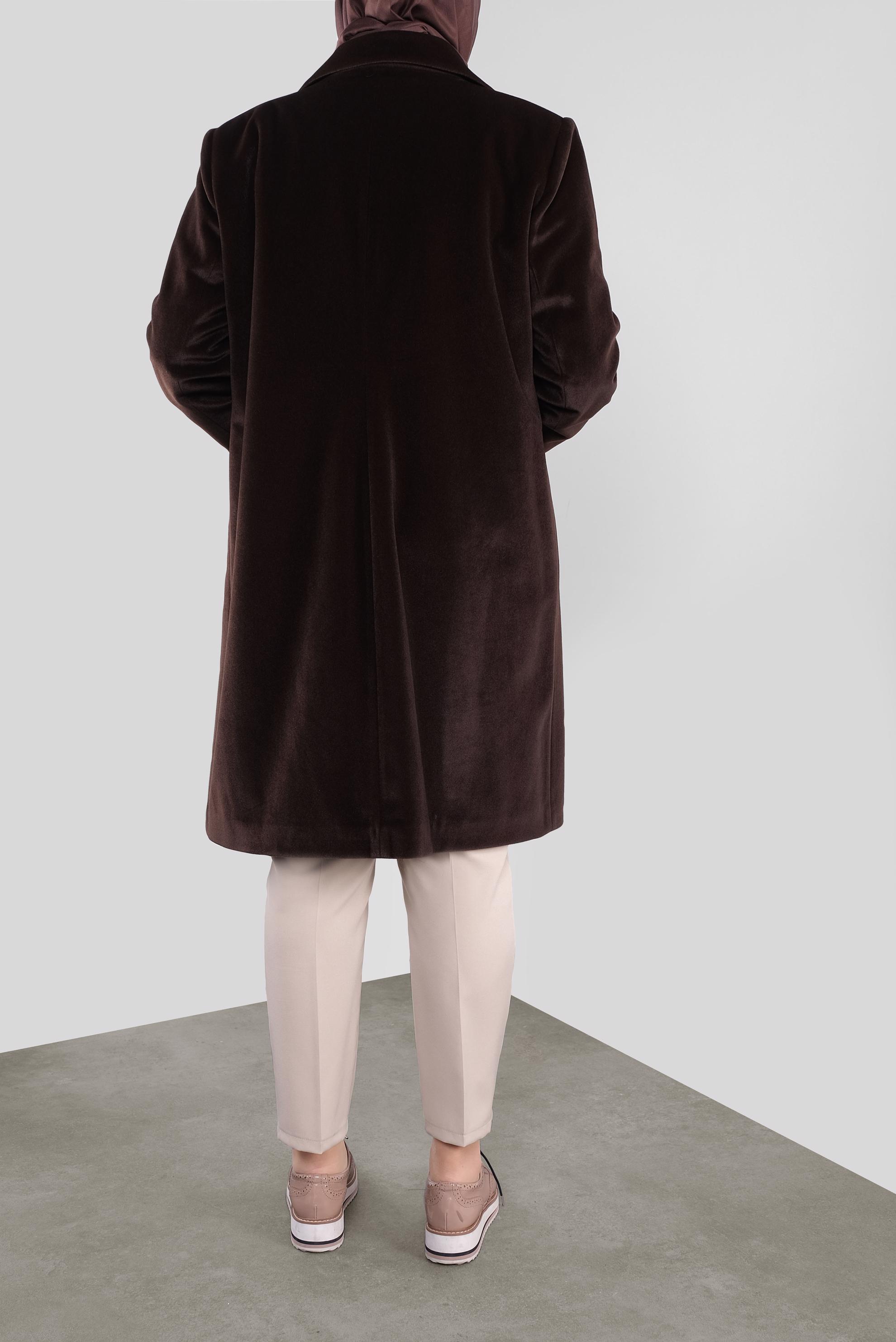 Vêtements hijab BRUN CABAN AVEC BROCHE 90090 