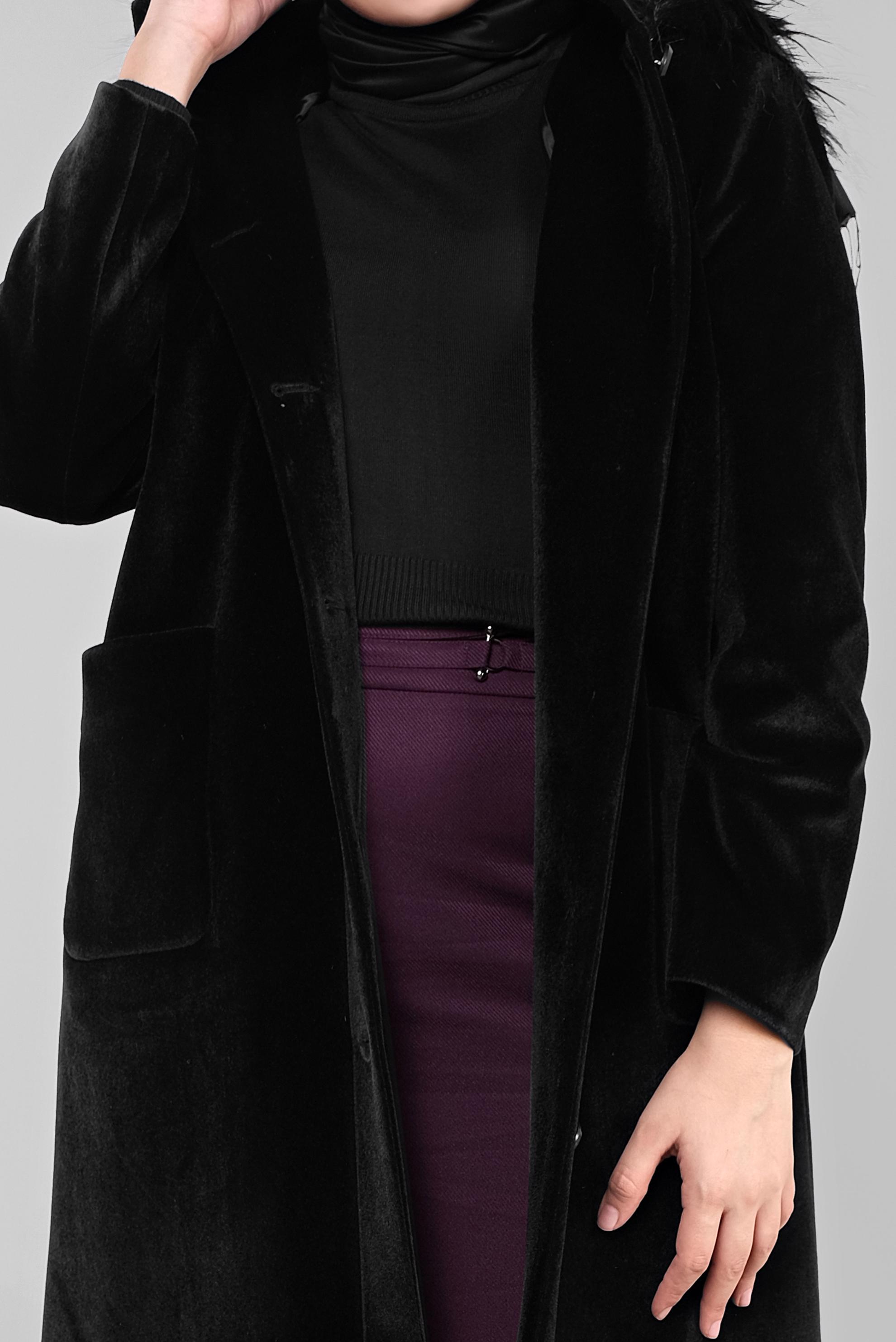 Tesettür giyim SİYAH KAPÜŞONU KÜRKLÜ KABAN 90092