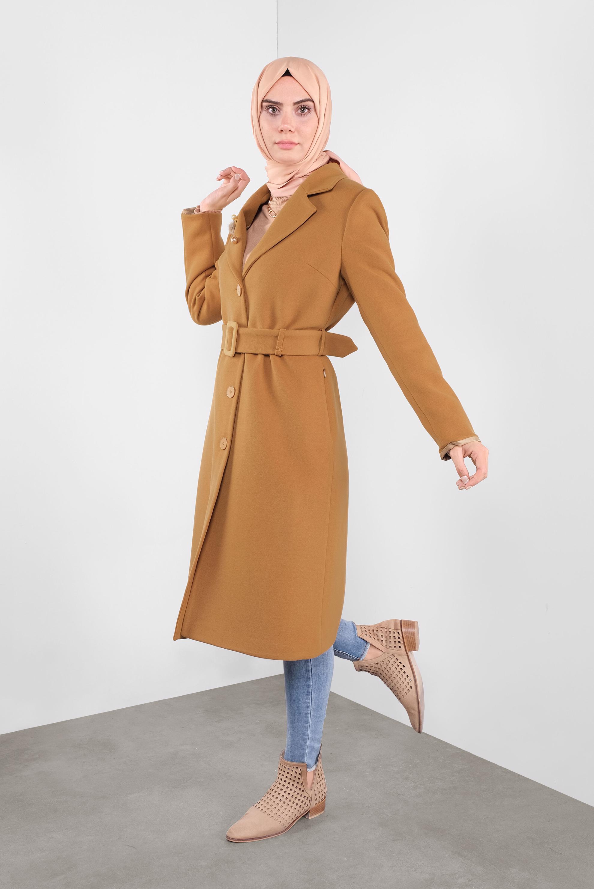 Vêtements hijab JAUNE CABAN AVEC CEINTURE 90101 