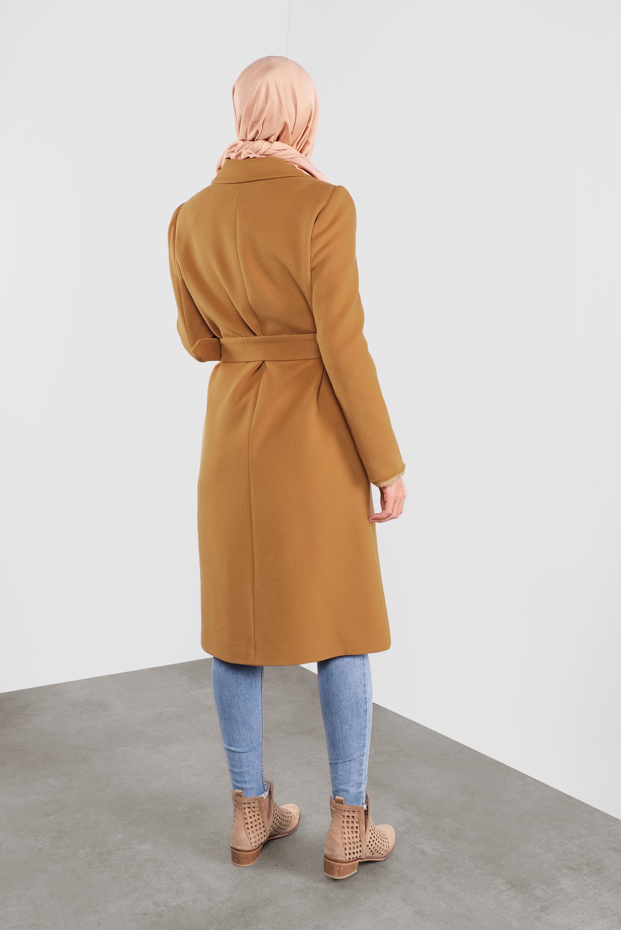 Vêtements hijab JAUNE CABAN AVEC CEINTURE 90101 