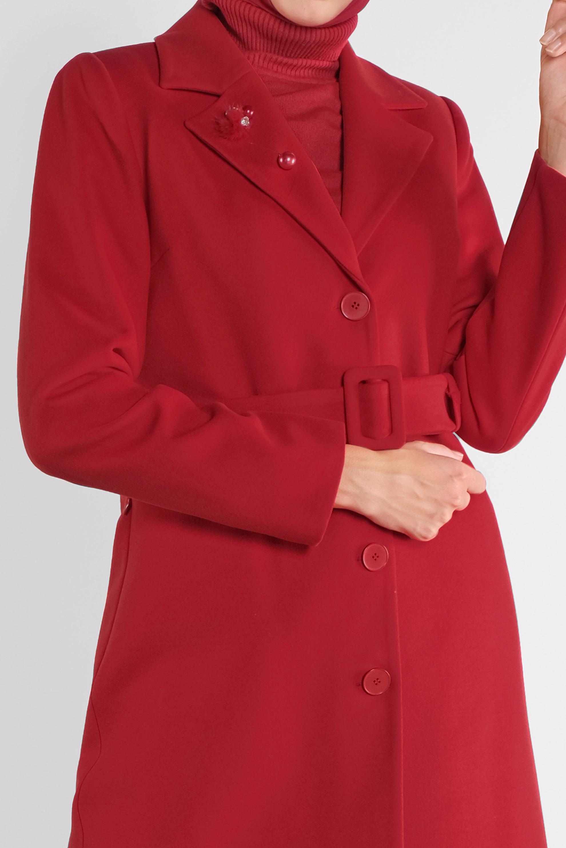 Hijab clothing RED BELTED COAT 90101 