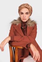 FAUX-FUR COLLAR BUTTONED COAT 90102 