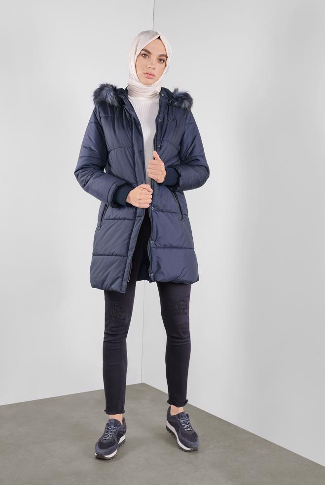 Hijab clothing  HOODED PUFFER COAT 90107  - ALVİNA