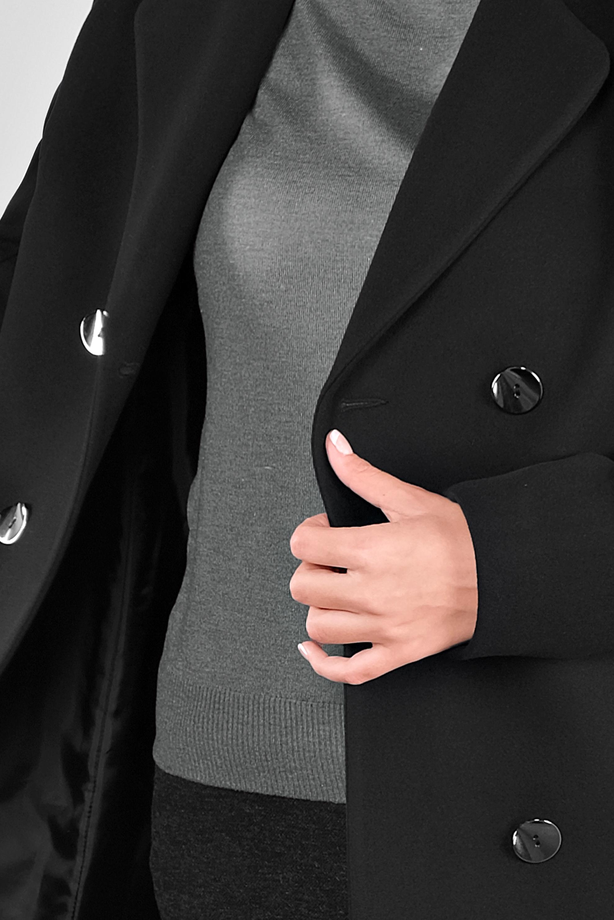 Tesettür giyim SİYAH KRUVAZE YAKA KAŞE KABAN 90108