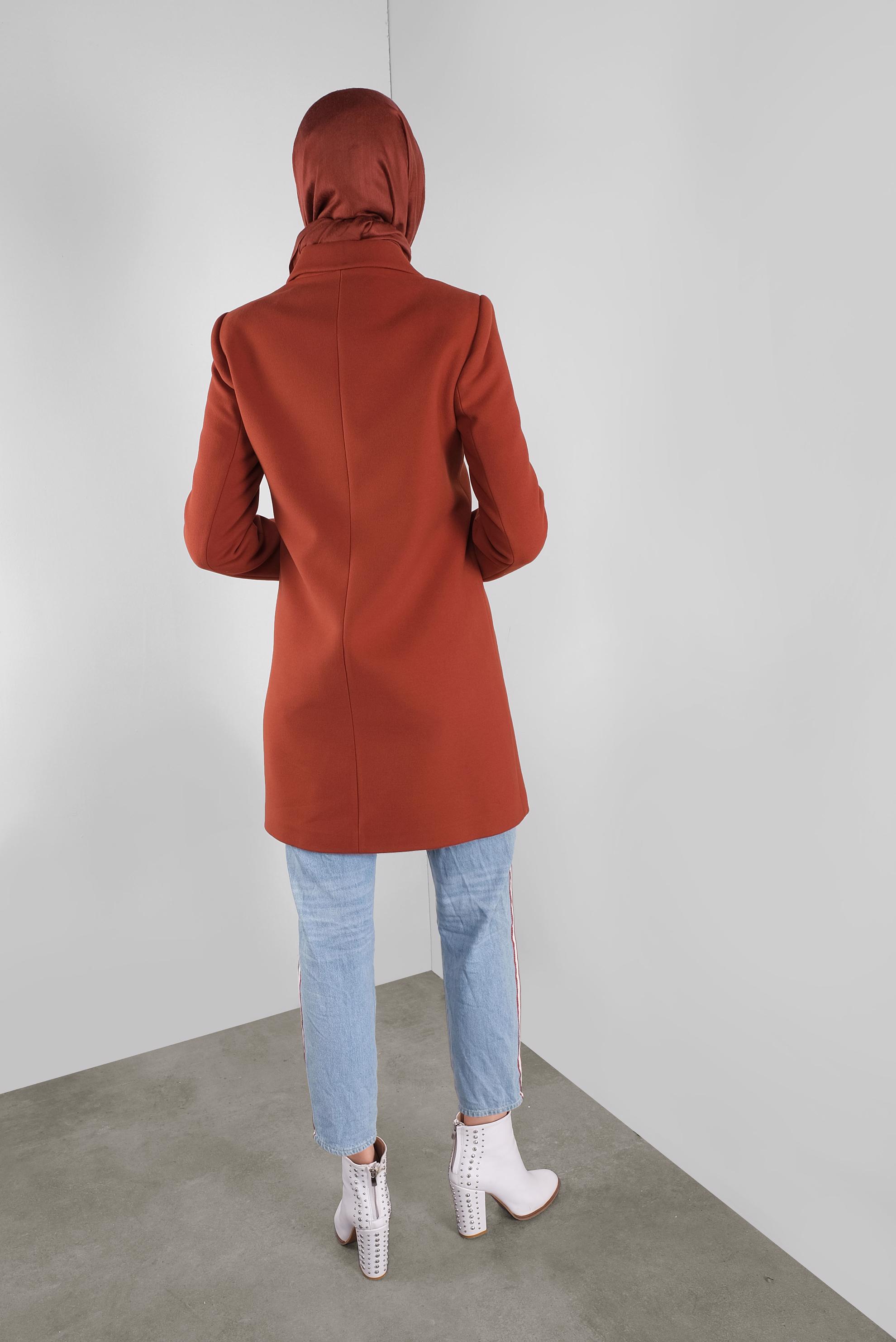 Vêtements hijab ORANGE CABAN EN LAINE À DEUX RANGÉES DE BOUTONS 90108 