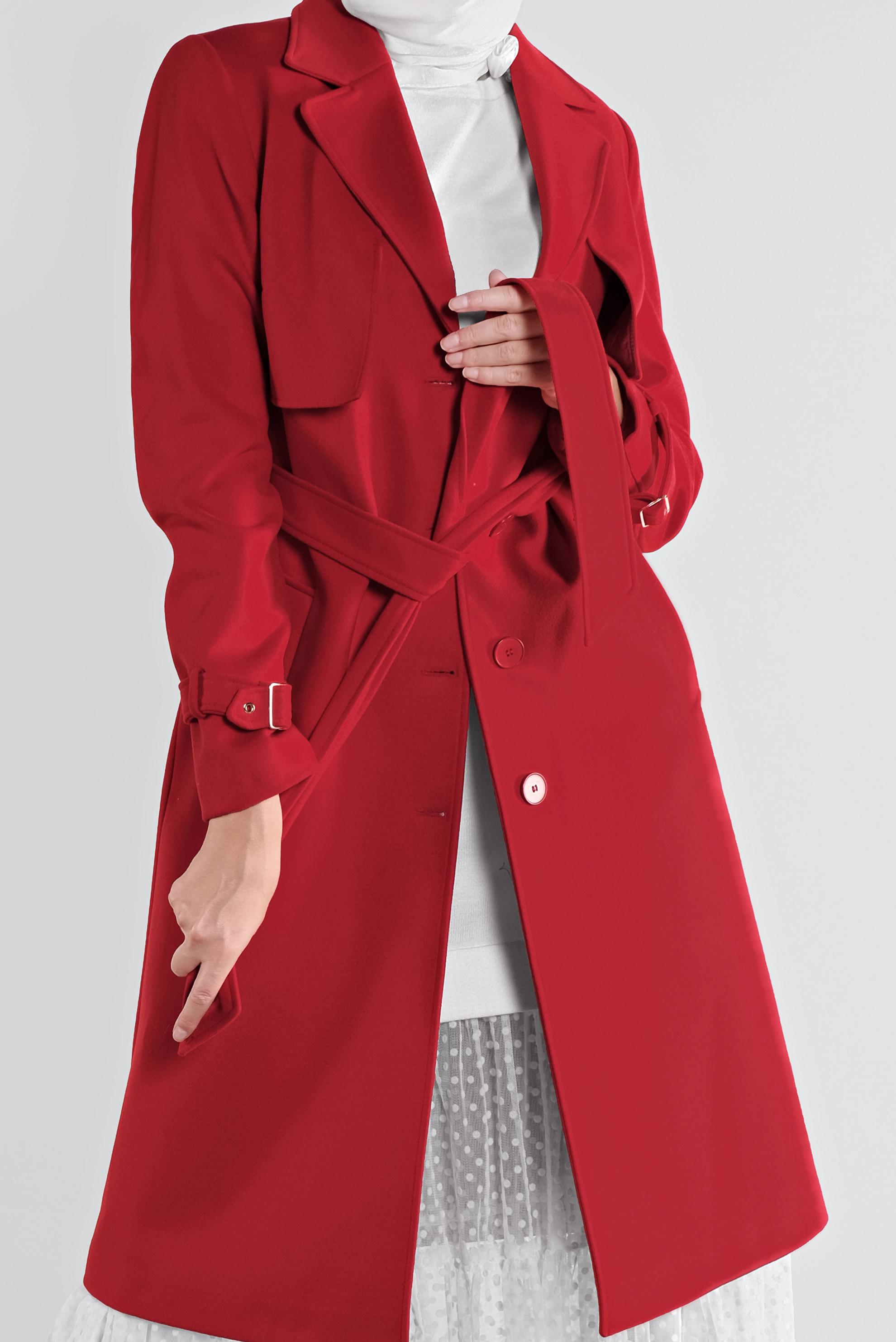 Vêtements hijab ROUGE CABAN EN LAINE À CLASSIQUE 90112