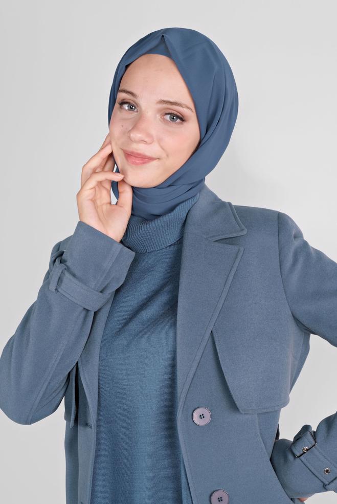 Vêtements hijab  CABAN EN LAINE À CLASSIQUE 90112 - ALVİNA