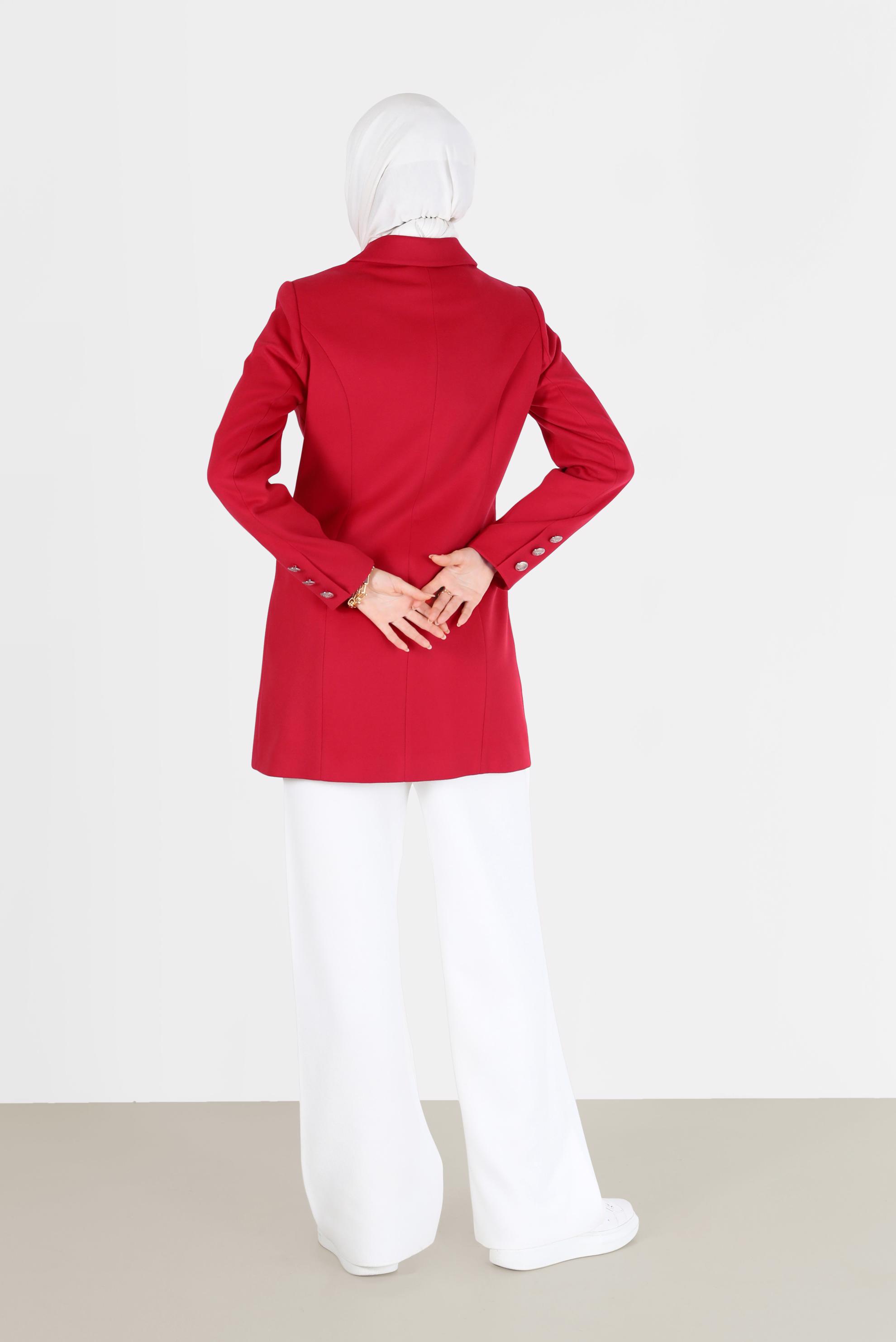 Vêtements hijab ROUGE MANTEAU CLASSIQUE BOUTONS 90119