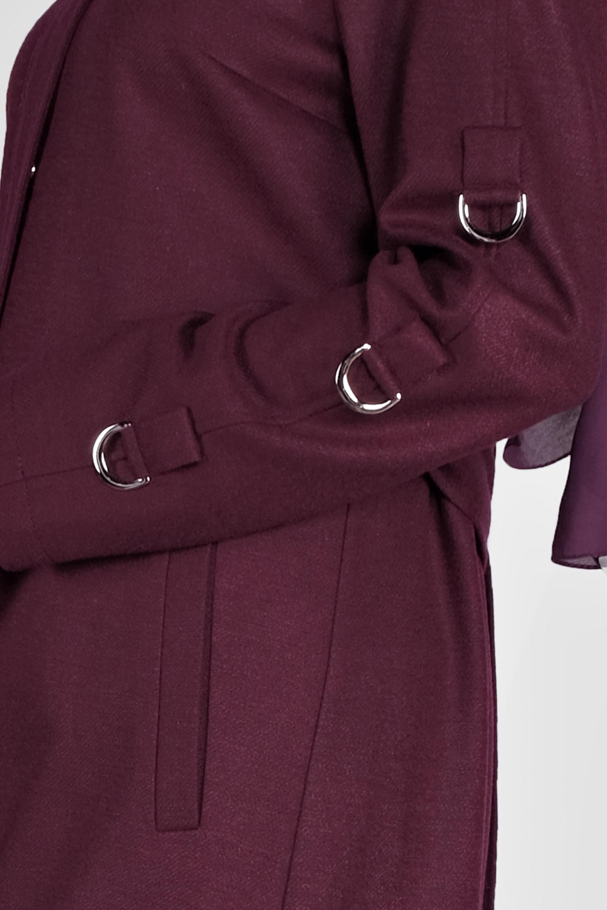 Tesettür giyim MÜRDÜM BELİ KUŞAKLI KÜRK DETAYLI  KABAN 90122 