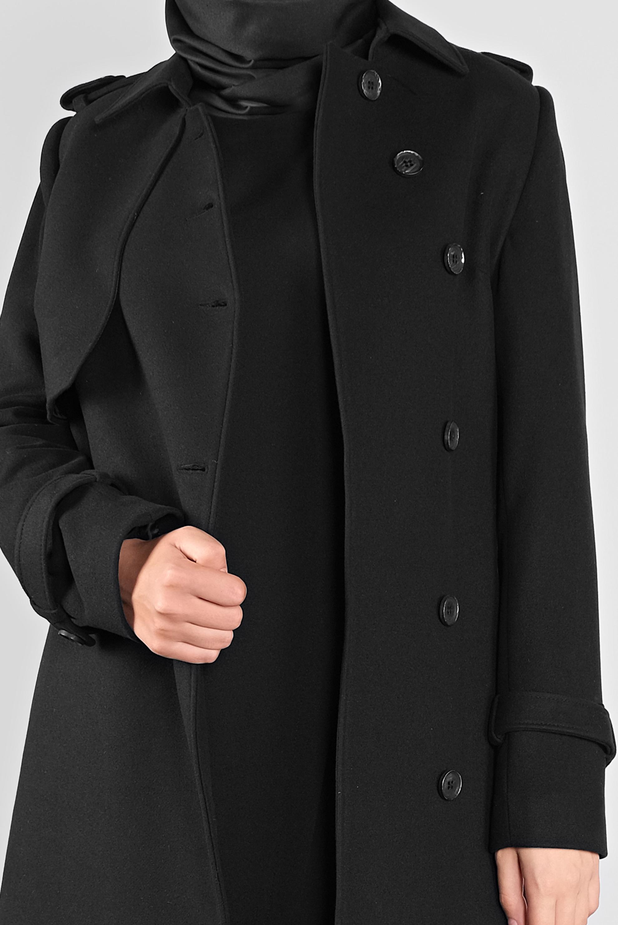 Tesettür giyim SİYAH DÜĞMELİ KAŞE KABAN 90125	