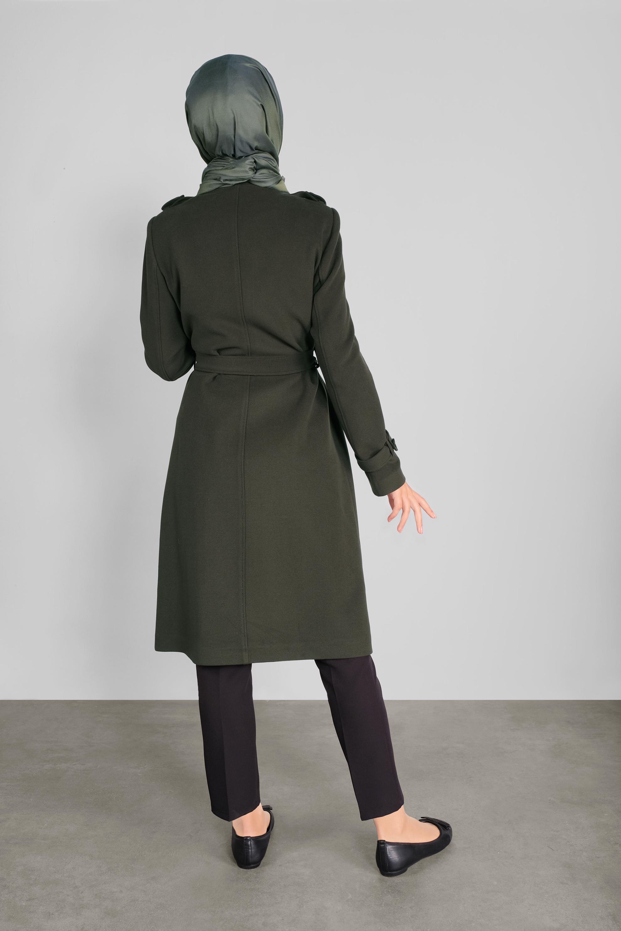 Vêtements hijab KAKI MANTEAU BOUTONNÉ 90125