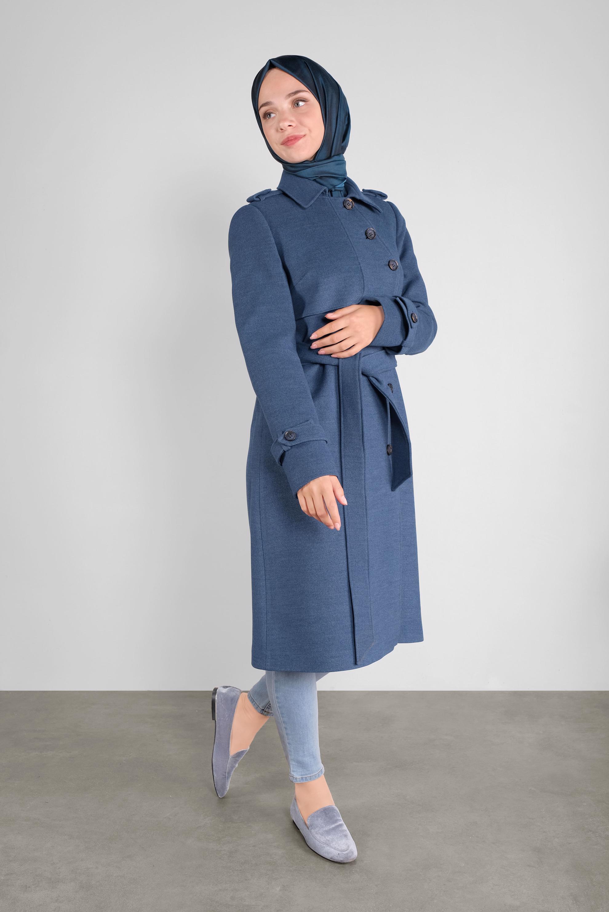 Vêtements hijab BLEU MANTEAU BOUTONNÉ 90125