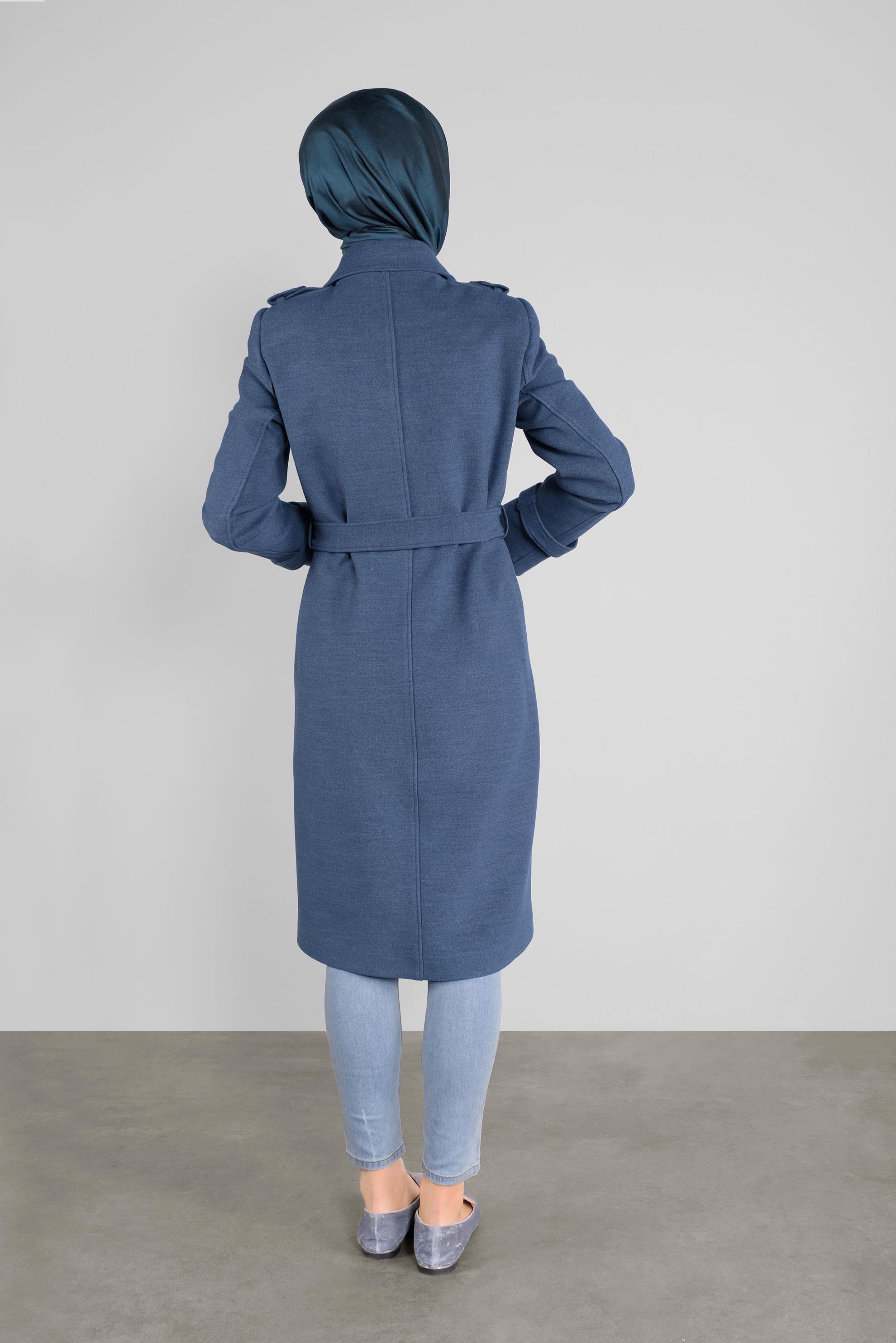 Vêtements hijab BLEU MANTEAU BOUTONNÉ 90125