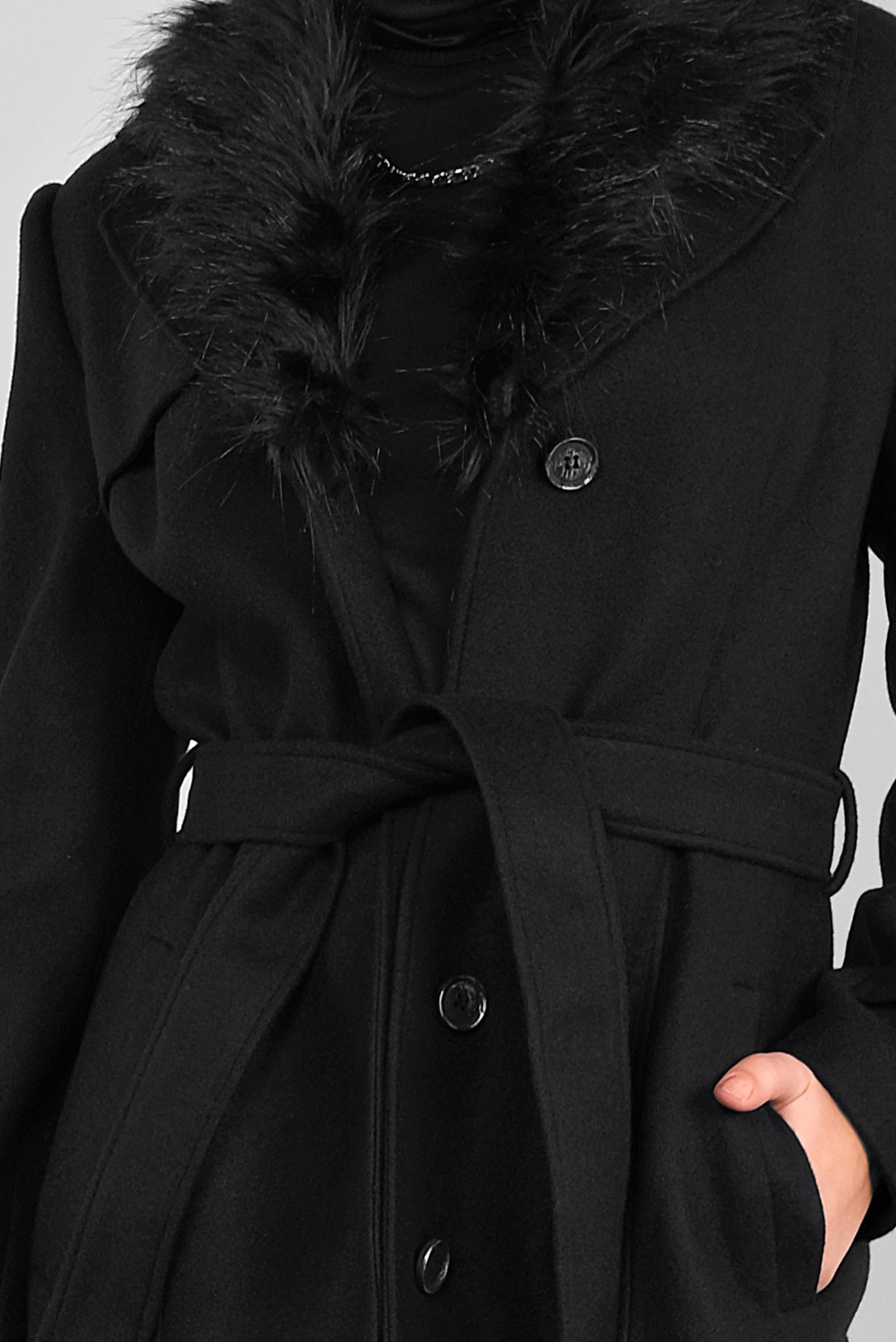 Tesettür giyim SİYAH KÜRKLÜ KAŞE KABAN 90130 