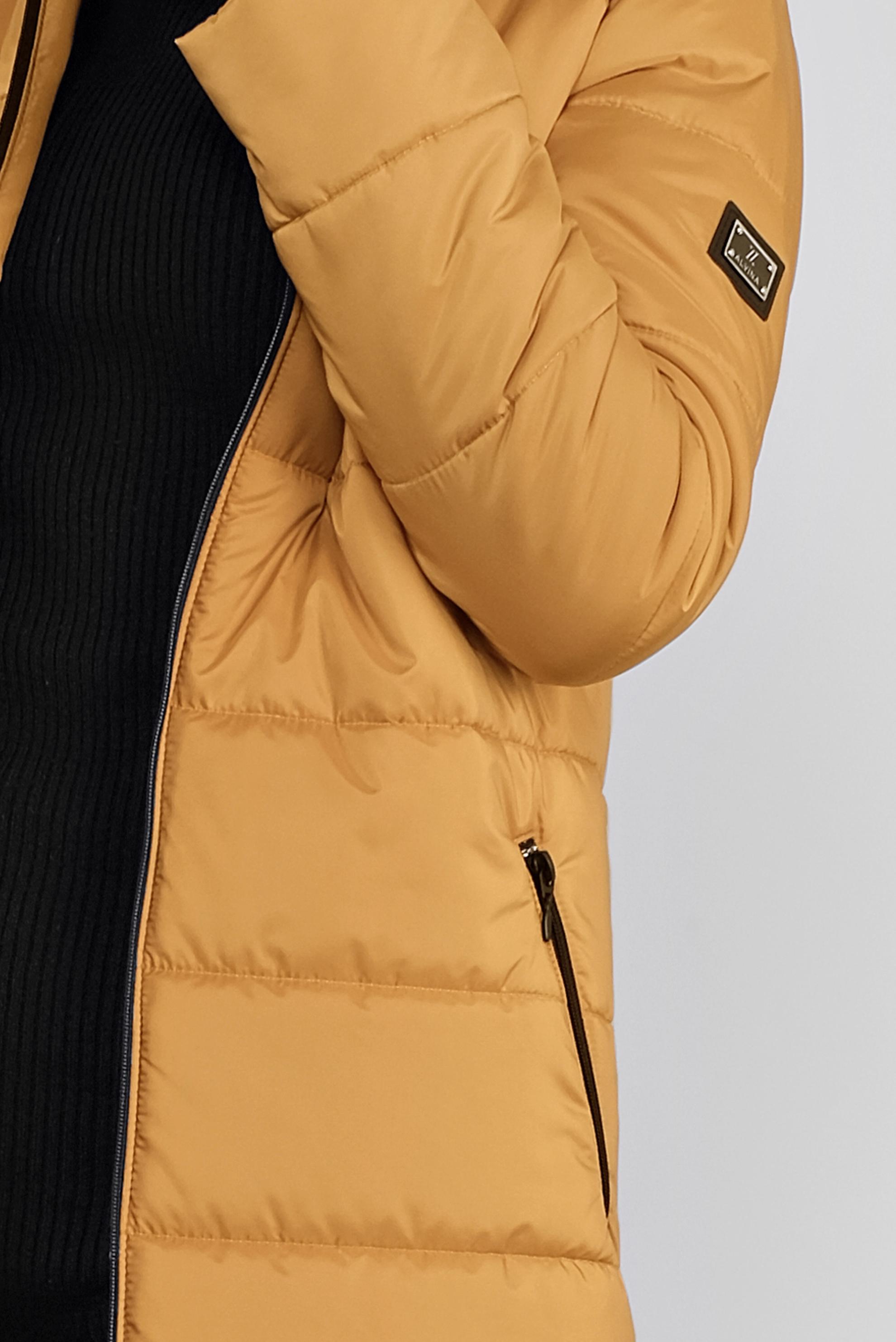 Tesettür giyim SARI KAPÜŞONLU ŞİŞME KABAN 90134