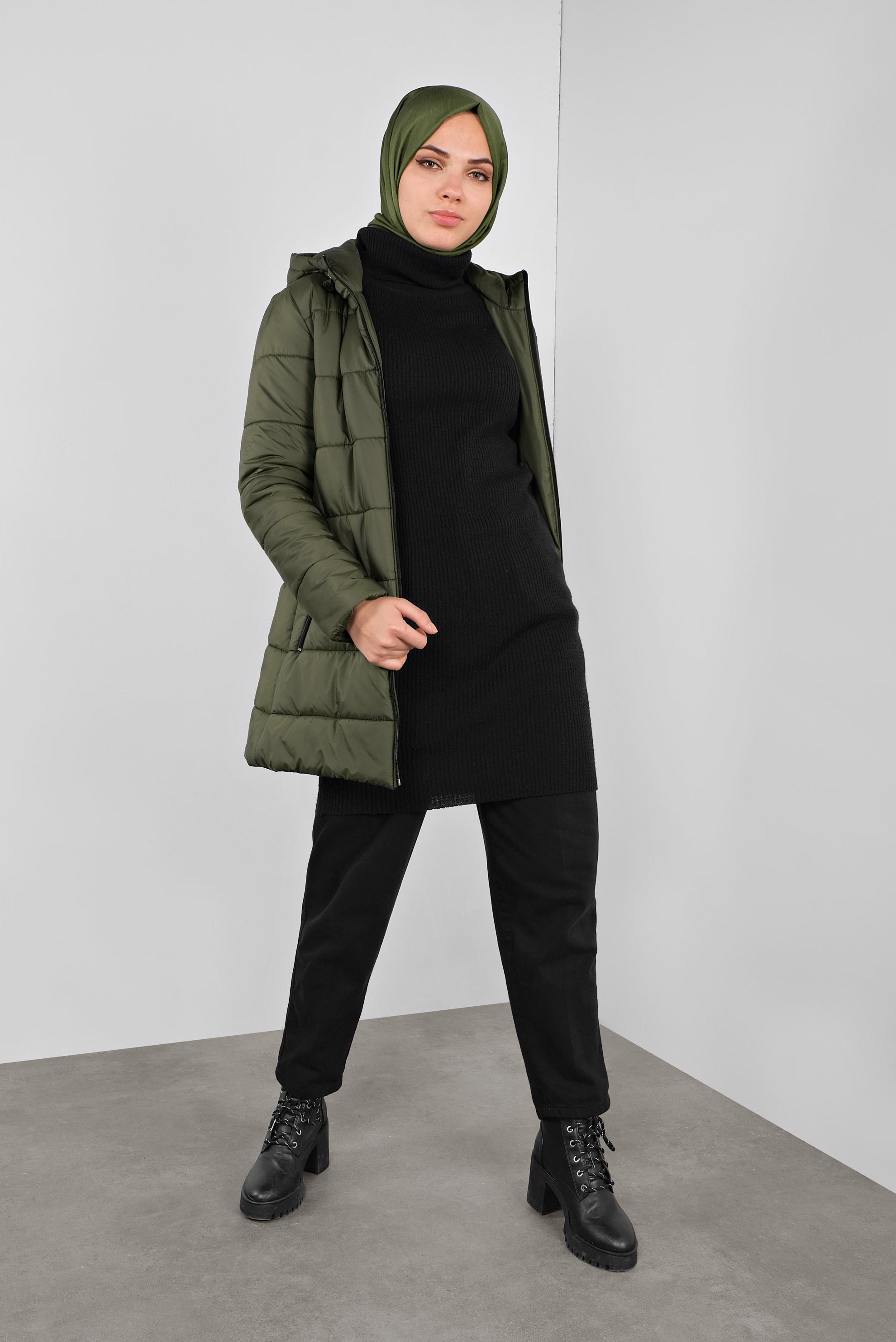 Vêtements hijab KAKI CABAN REMBOURRÉ À CAPUCHE 90134 