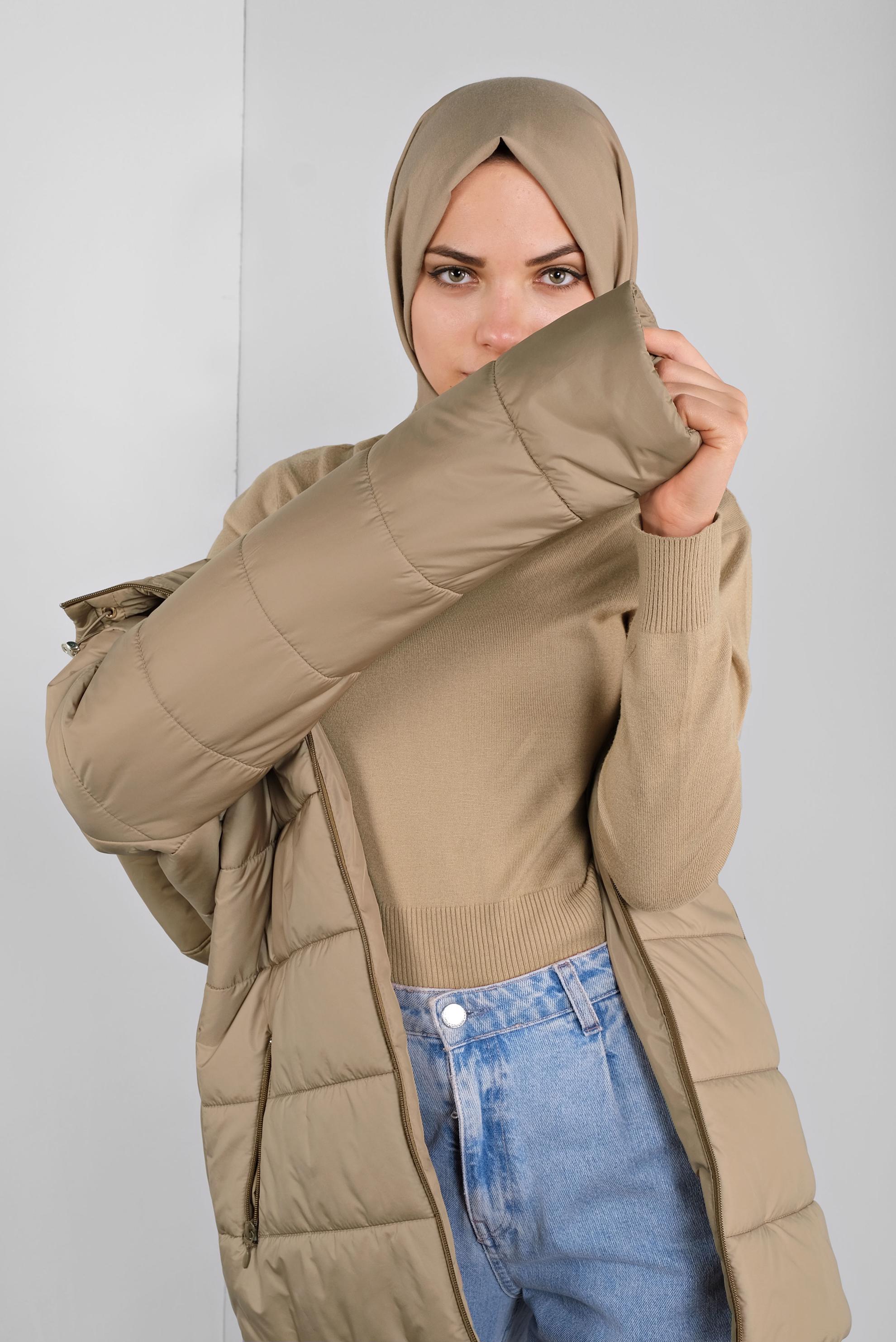 Vêtements hijab BRUN CABAN REMBOURRÉ À CAPUCHE 90134 