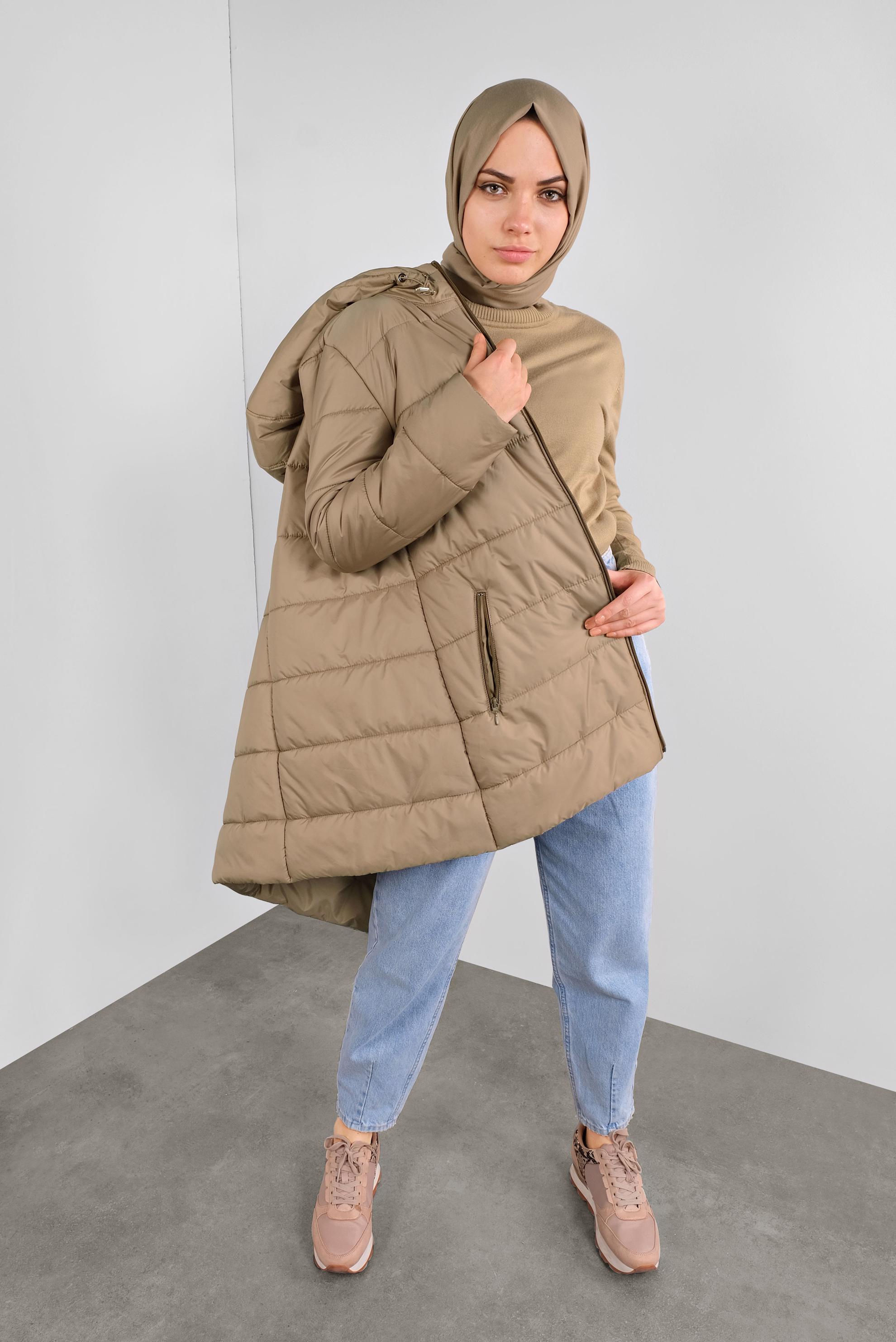 Vêtements hijab BRUN CABAN REMBOURRÉ À CAPUCHE 90134 