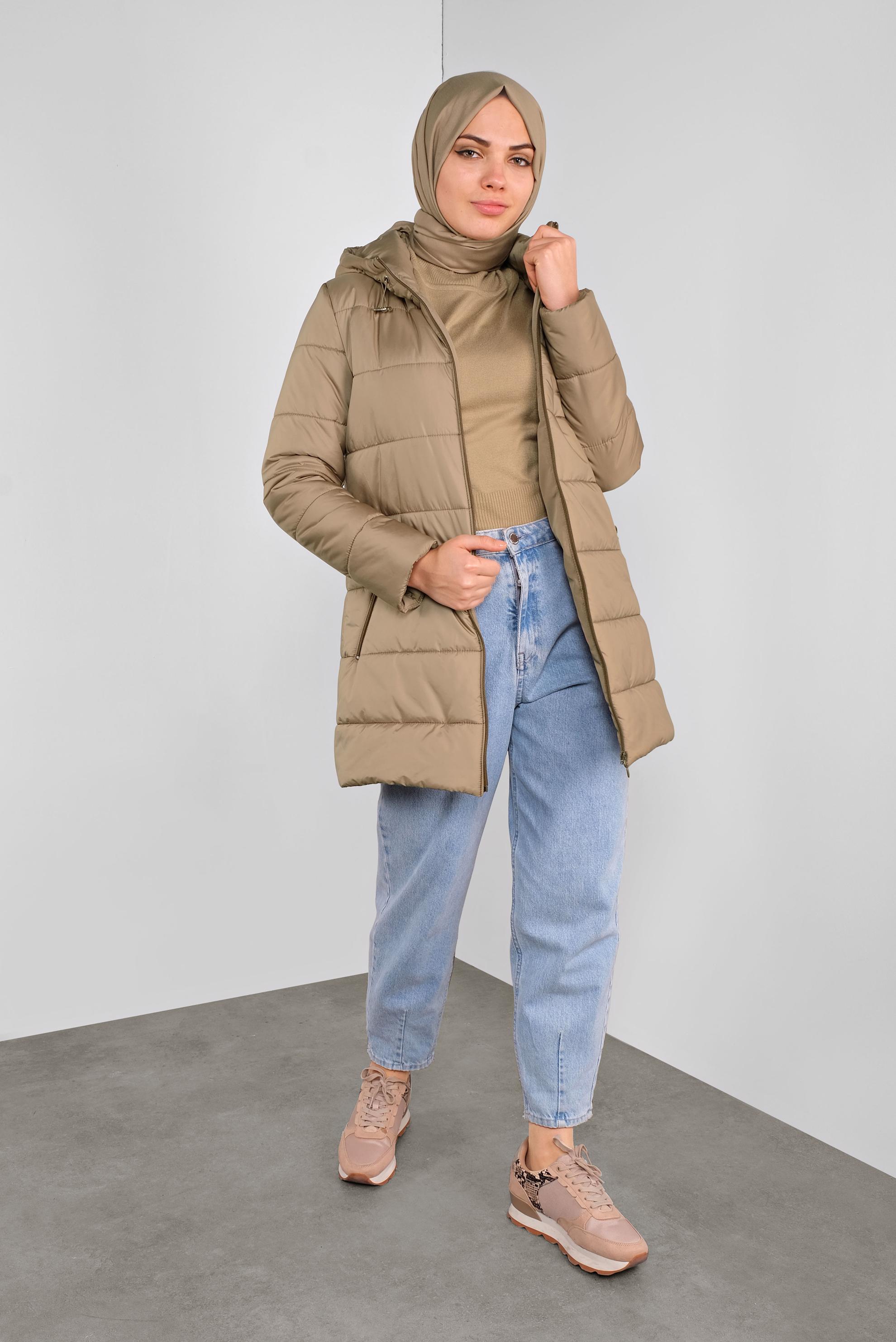 Vêtements hijab BRUN CABAN REMBOURRÉ À CAPUCHE 90134 