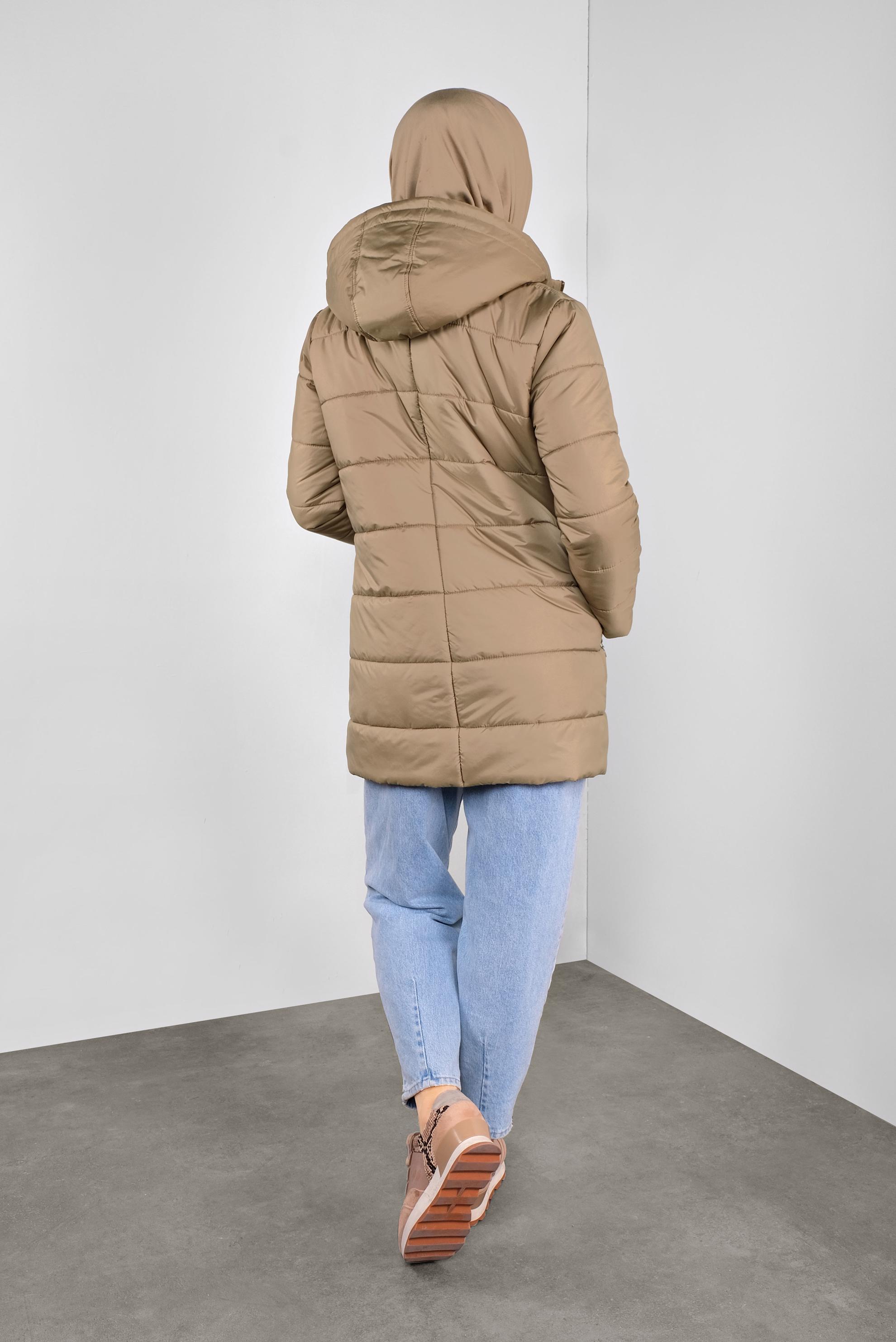 Vêtements hijab BRUN CABAN REMBOURRÉ À CAPUCHE 90134 