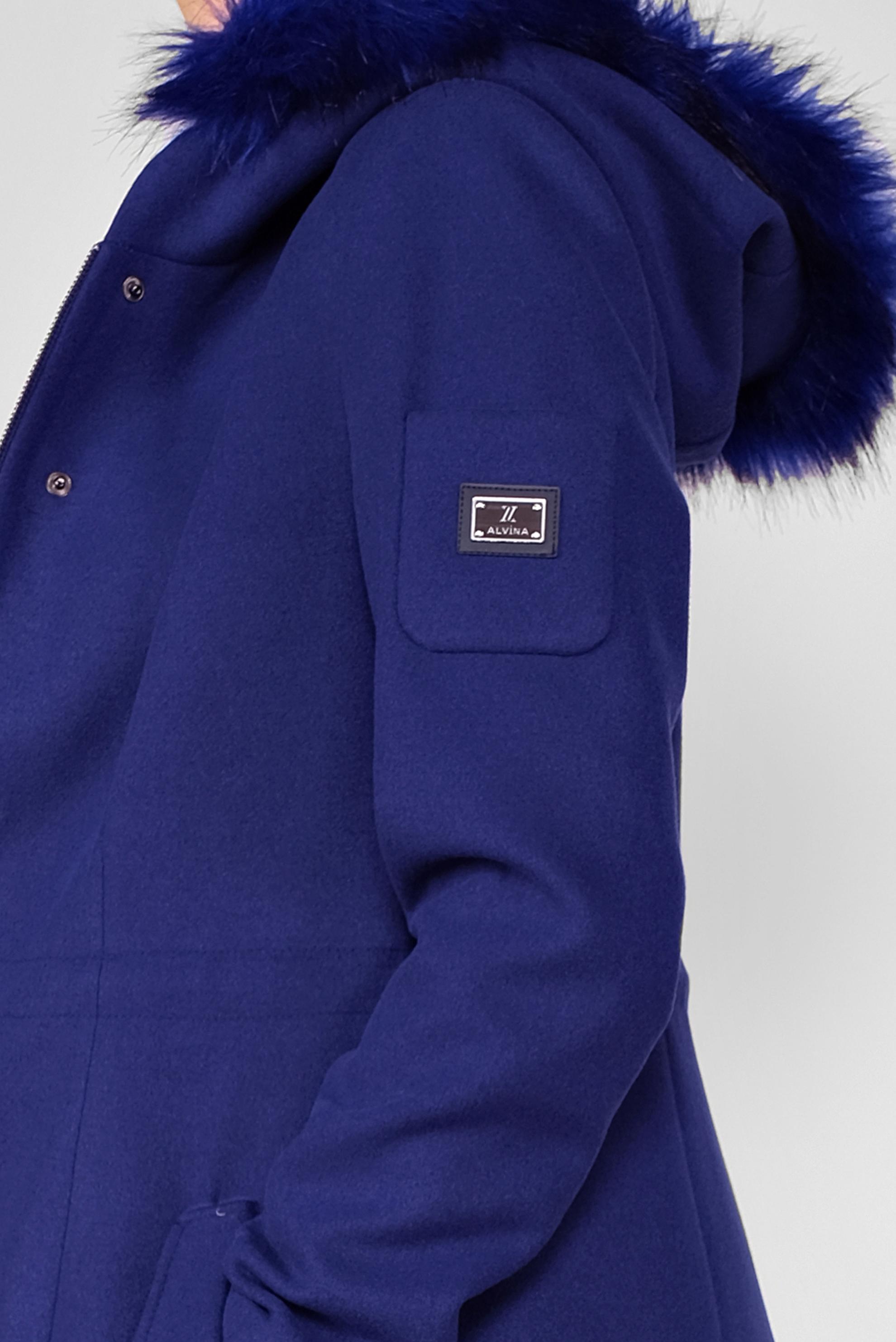 Tesettür giyim MAVİ KÜRKLÜ KAPÜŞONLU KABAN 90135 