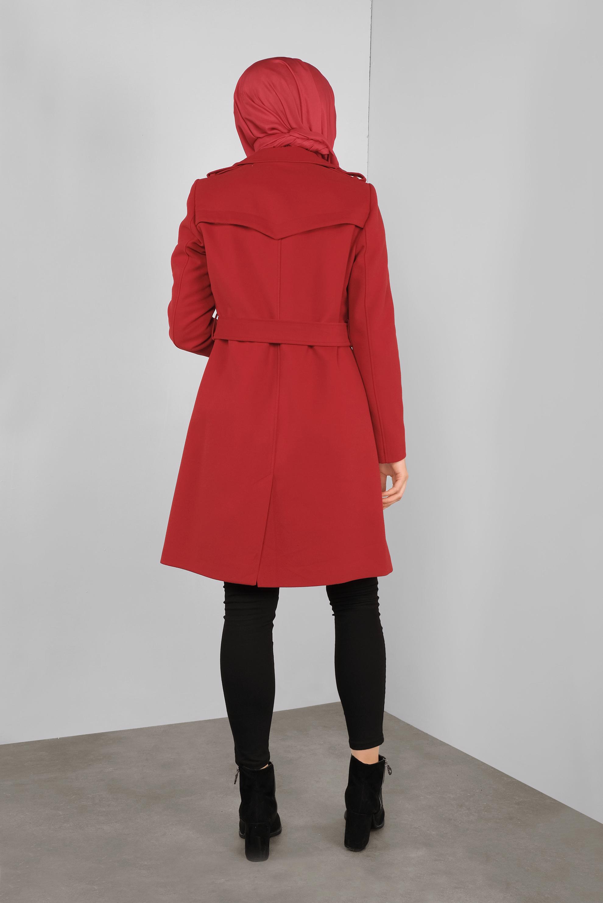 Vêtements hijab ROUGE CABAN CLASSIQUE À BOUTONNÉ 90136 