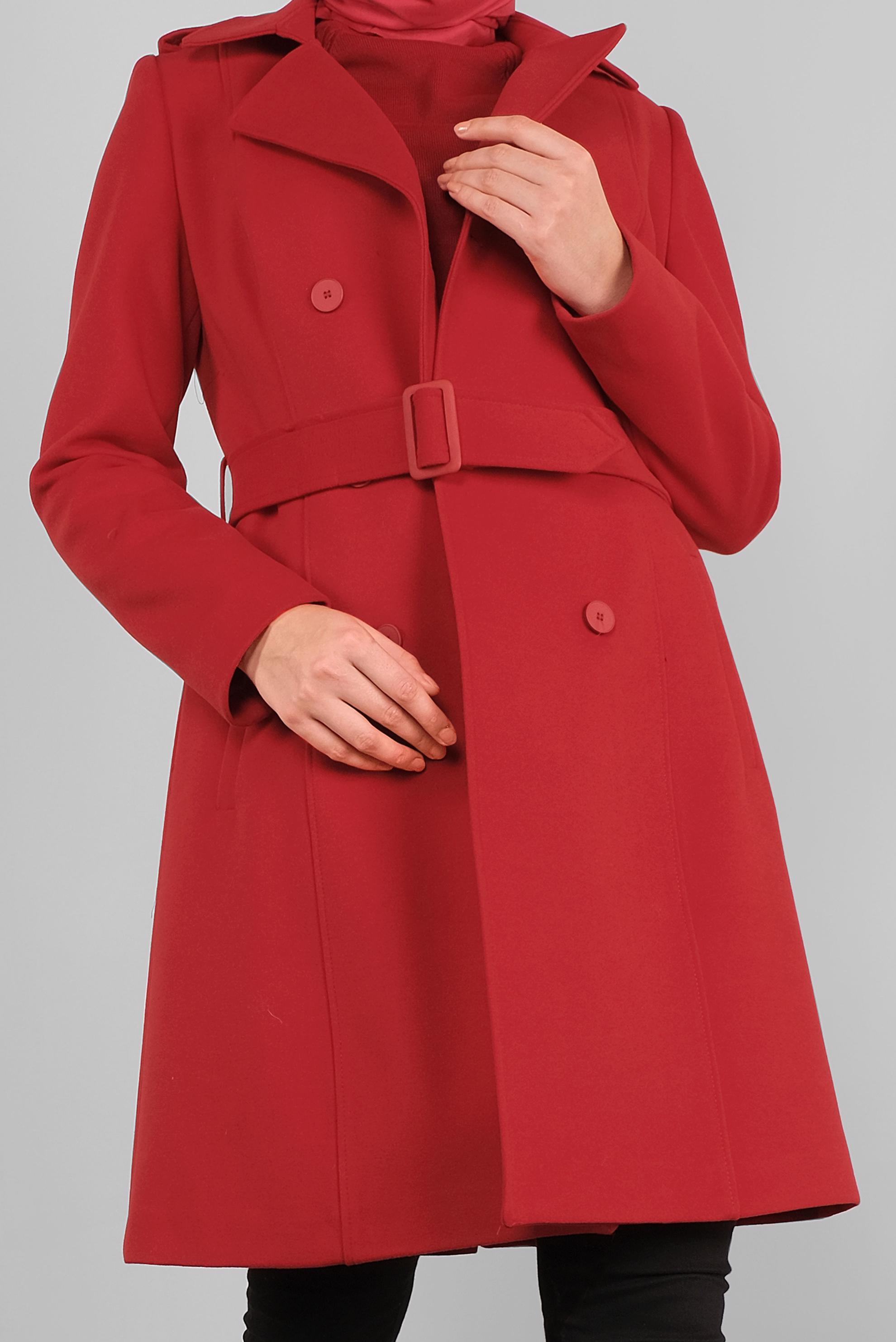 Vêtements hijab ROUGE CABAN CLASSIQUE À BOUTONNÉ 90136 