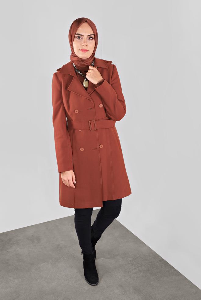 Vêtements hijab  CABAN CLASSIQUE À BOUTONNÉ 90136  - ALVİNA