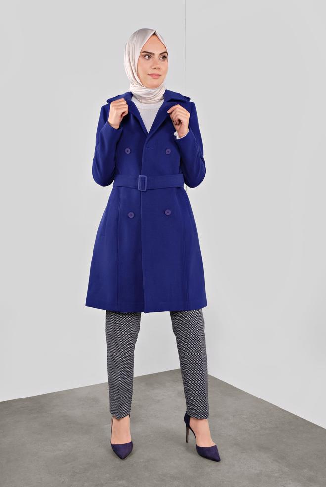Vêtements hijab  CABAN CLASSIQUE À BOUTONNÉ 90136  - ALVİNA